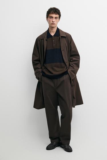 Cotton blend straight-leg pants — BROWN 1