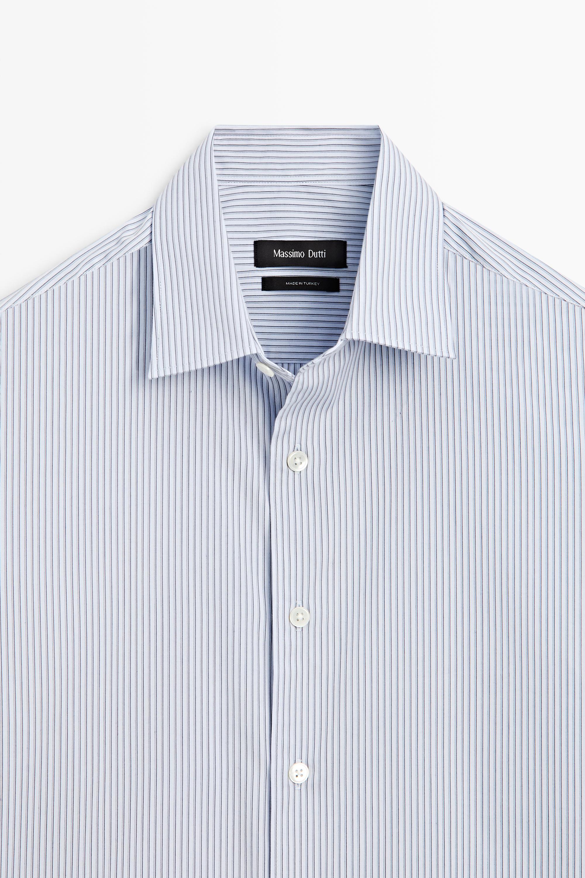 Massimo Dutti %100 pamuklu regular fit çizgili gömlek görsel 6