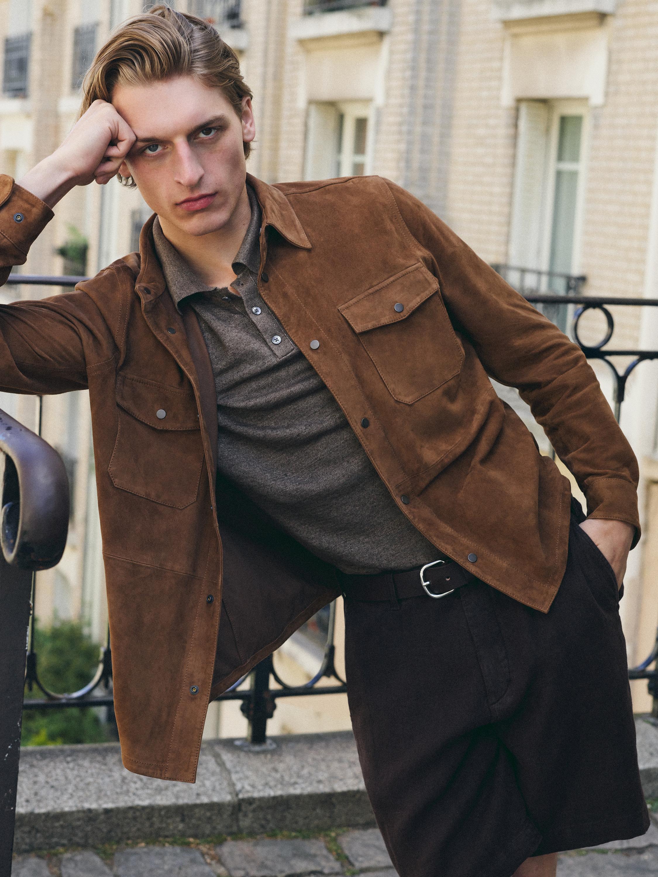 Lightweight suede leather shirt