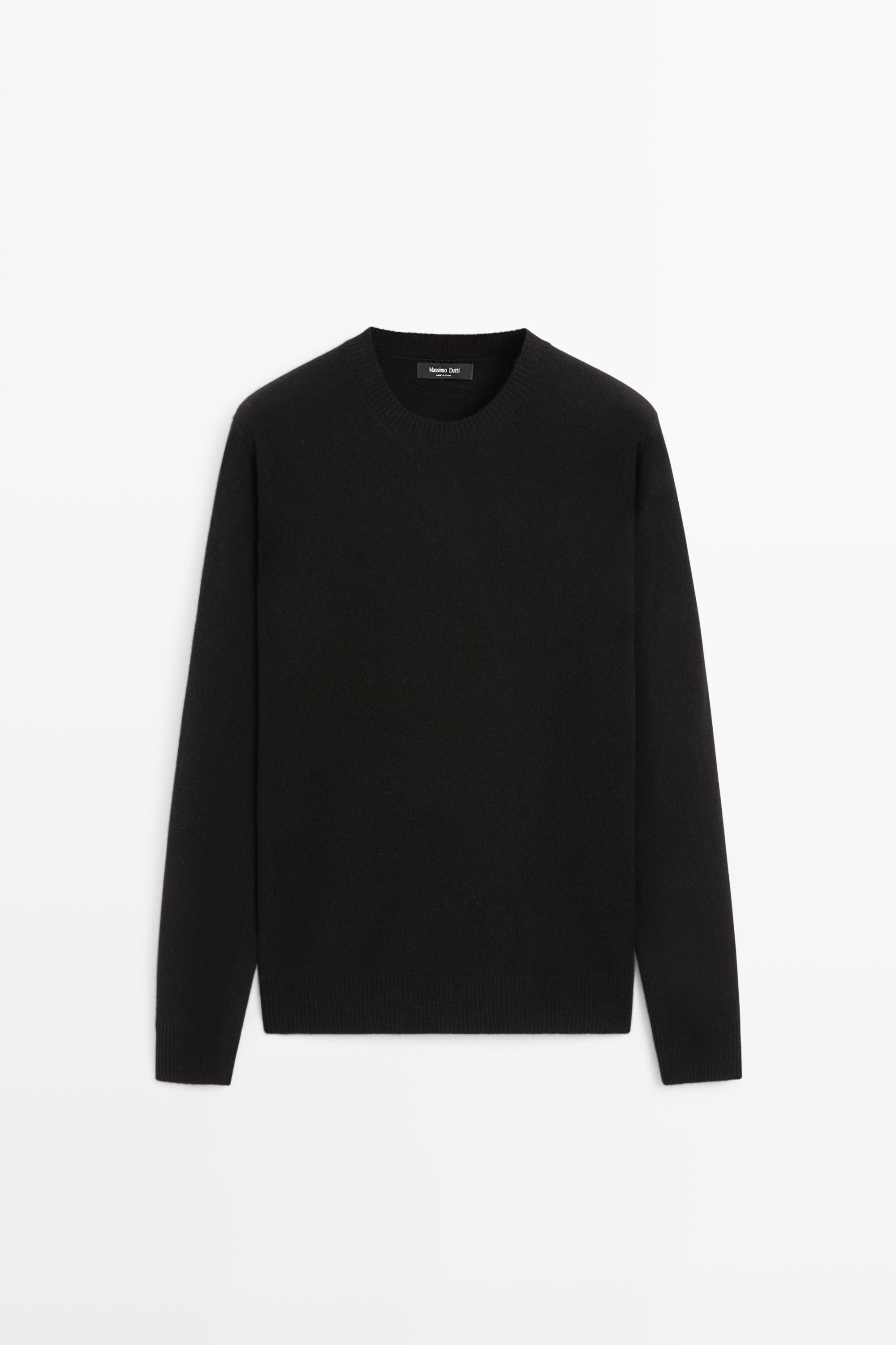 Wool blend round neck knit sweater