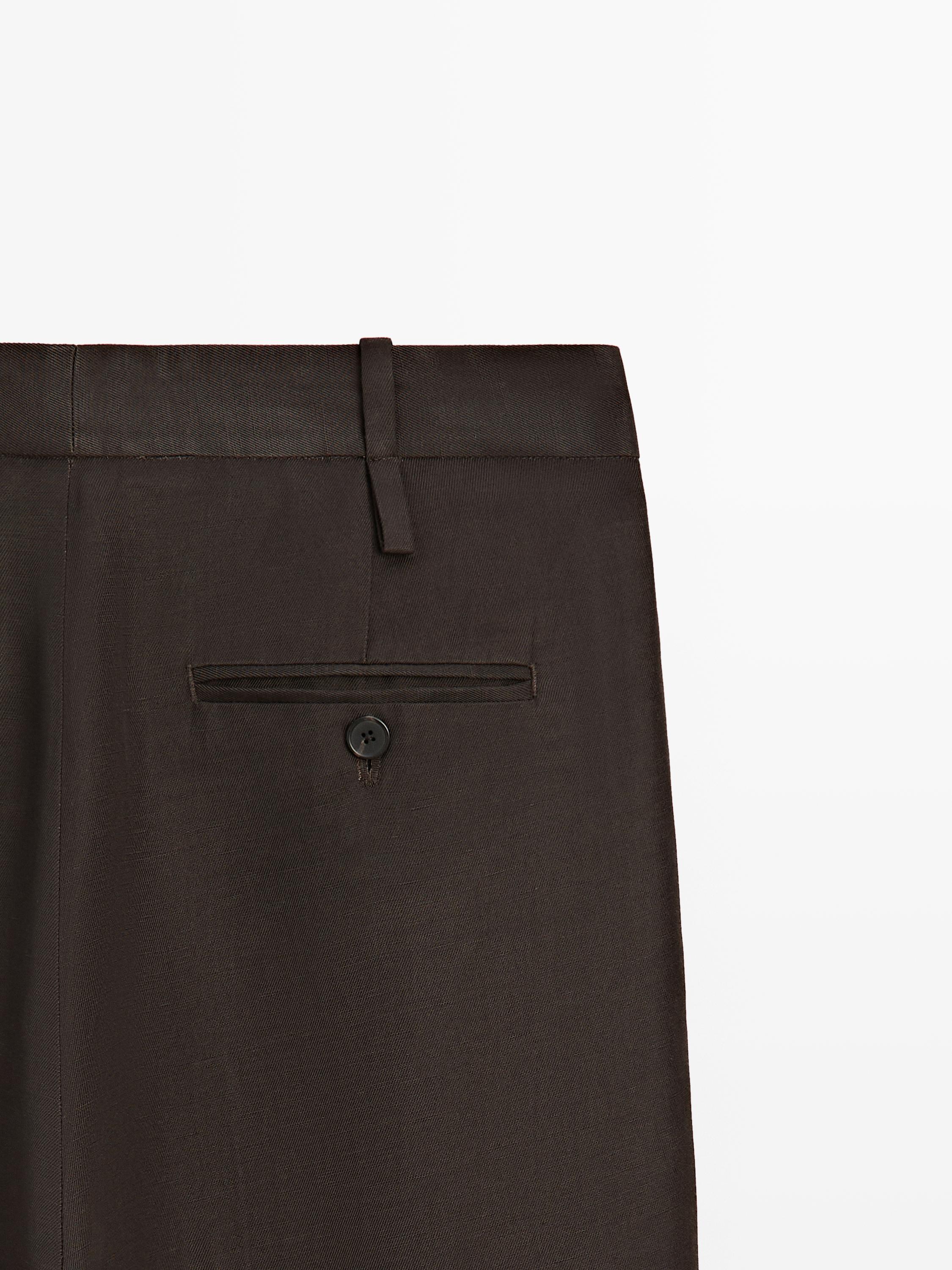 Darted trousers with belt loops - STUDIO — BROWN