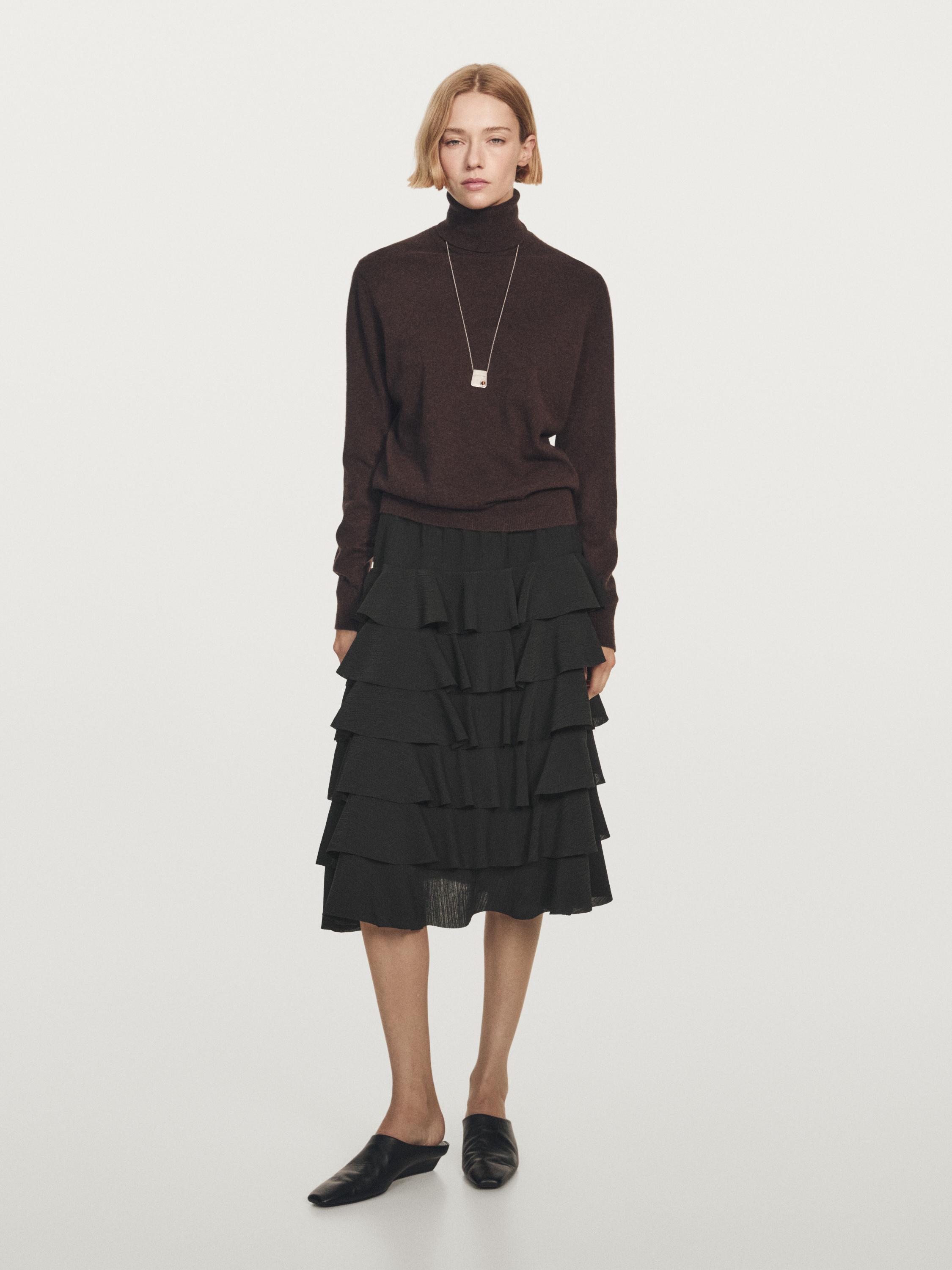 Ruffled midi skirt