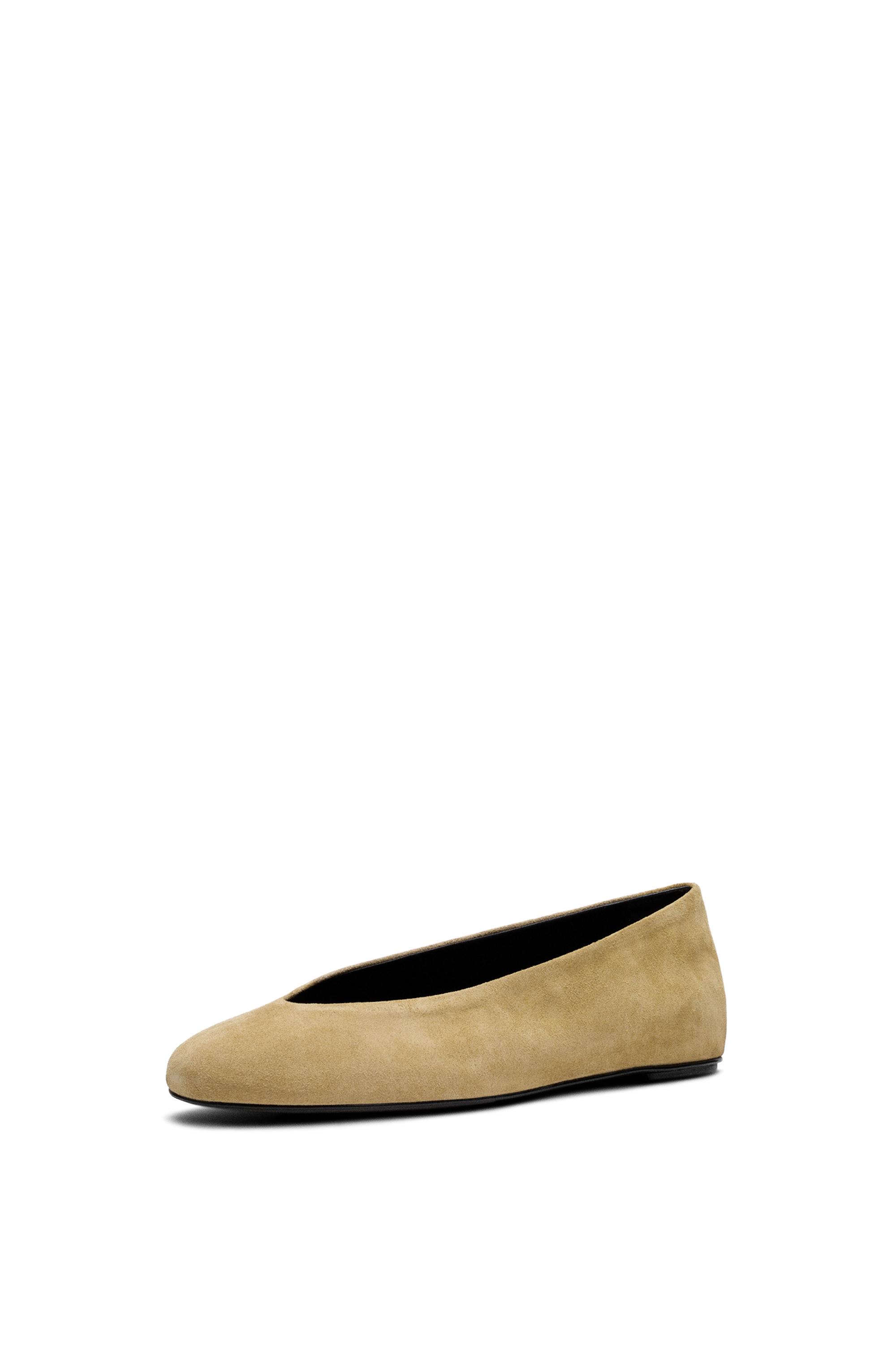 Split leather ballet flats — MUSTARD
