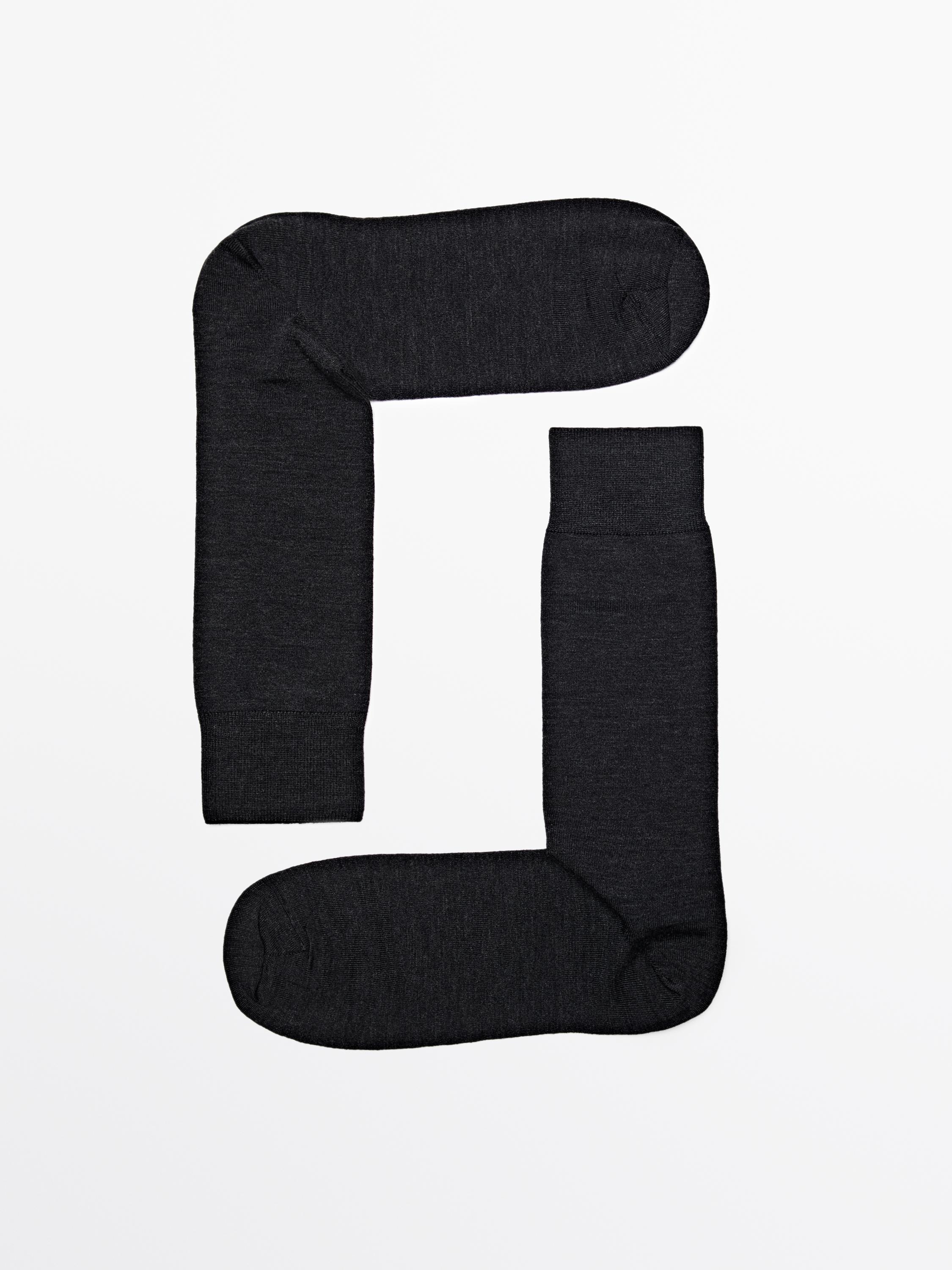 Plain wool blend knit socks