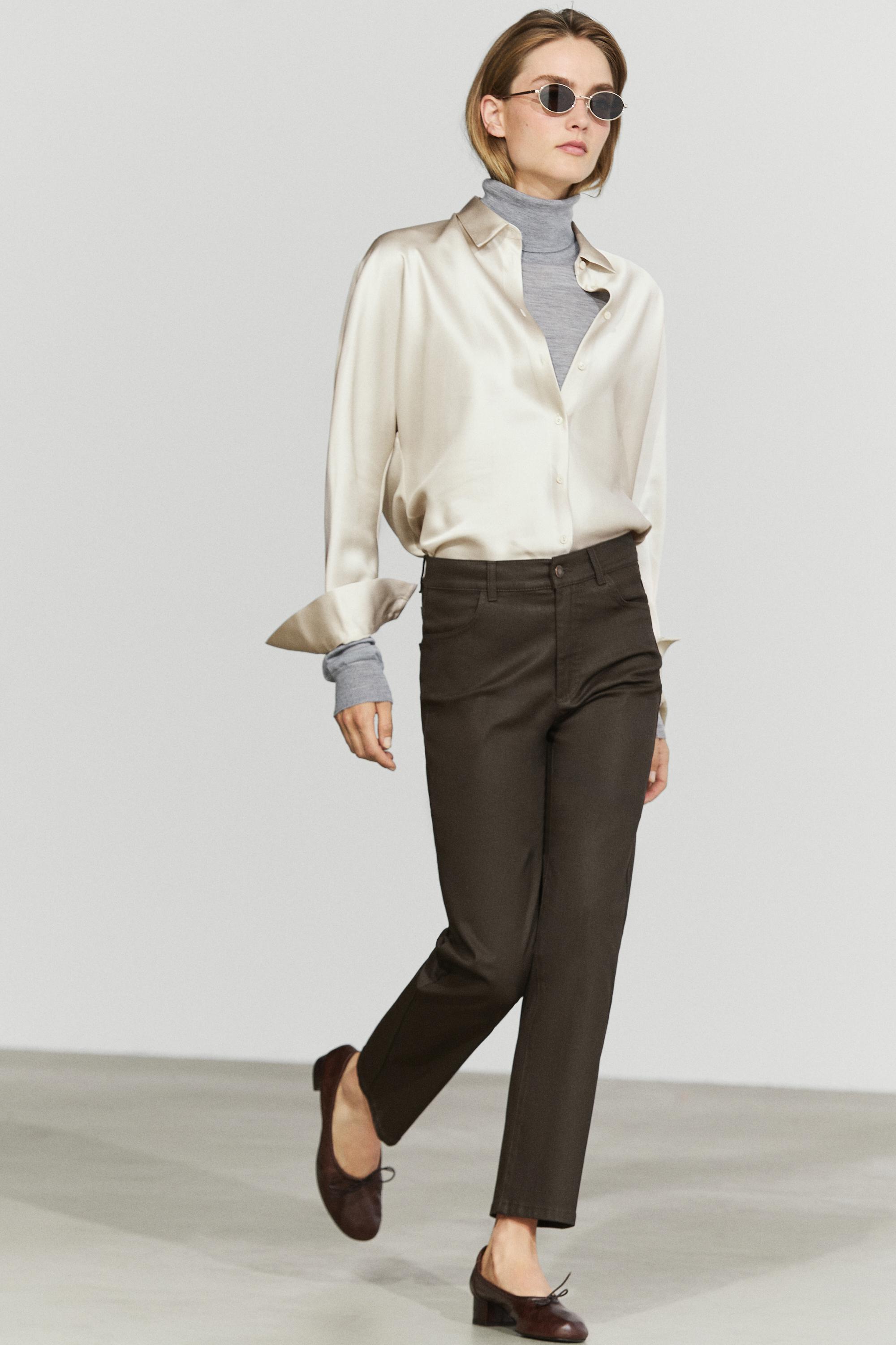 Waxed straight-leg pants - thumbnail 5