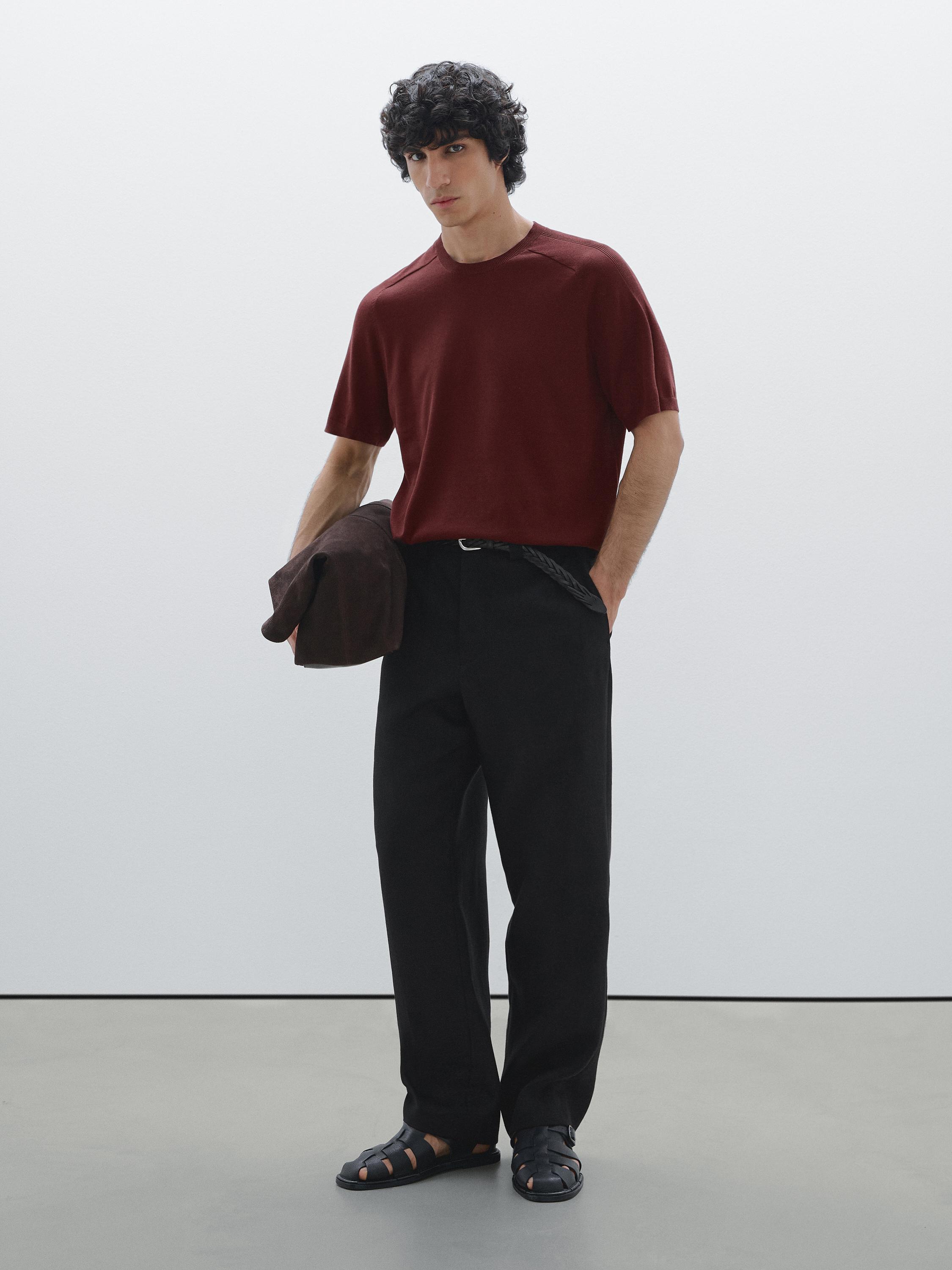 سويتر قطن محاك بأكمام قصيرة