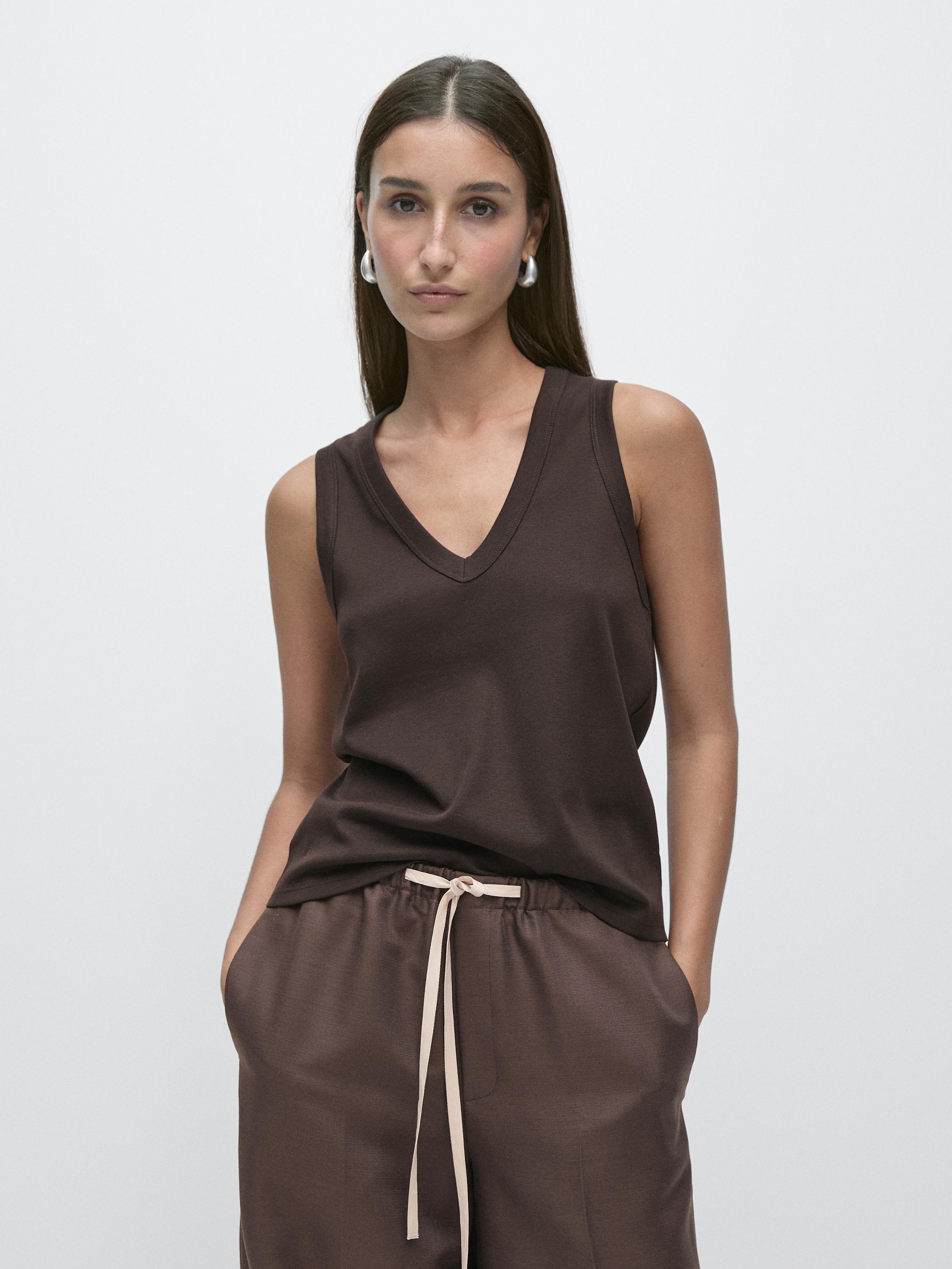 Kaus leher V katun 100%