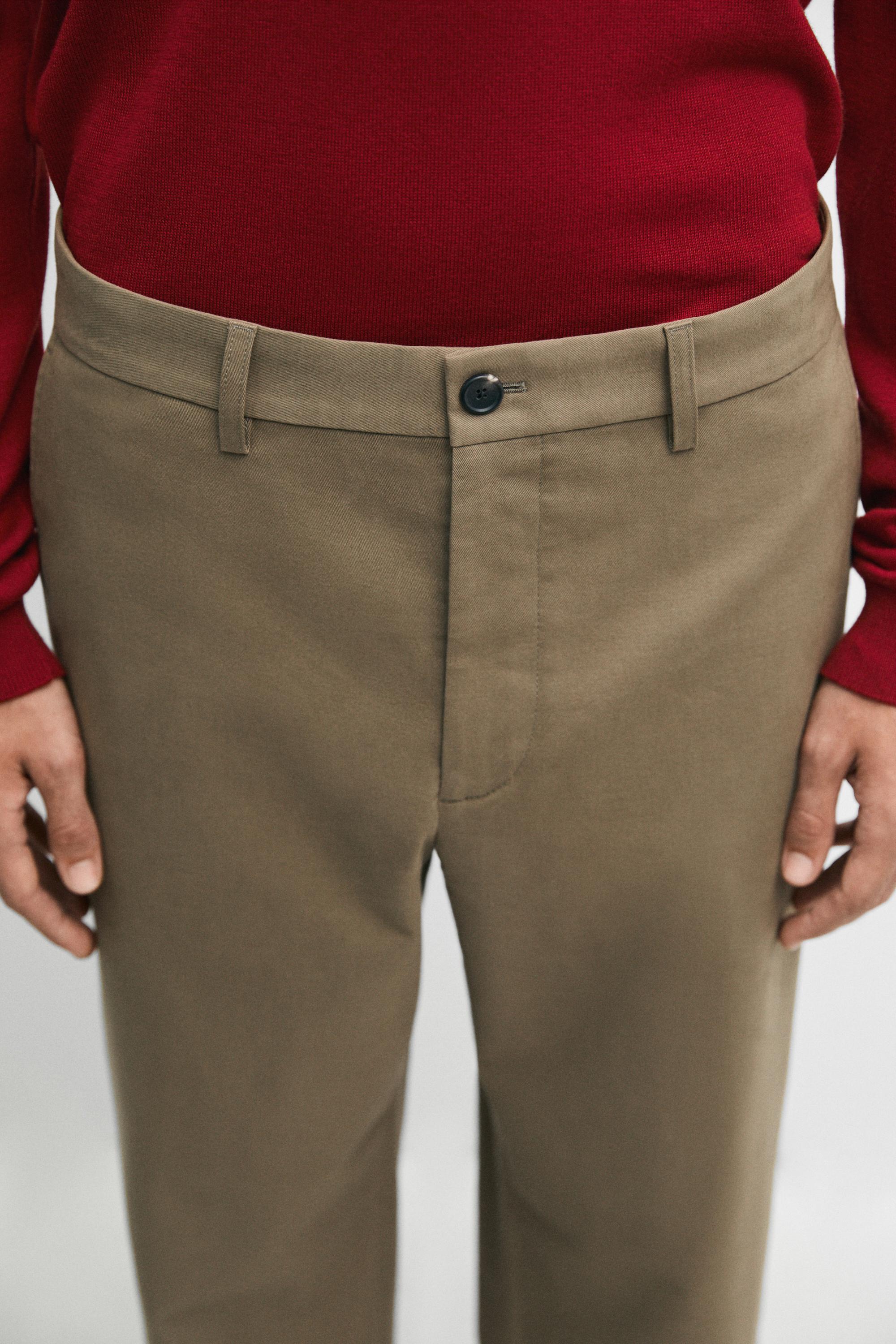 Cotton blend straight-leg pants — MINK