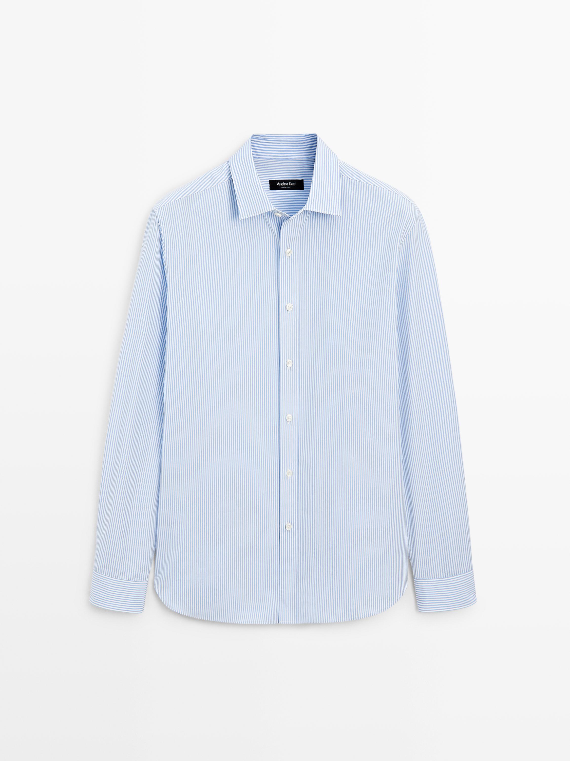 Camicia a righe regular fit 100% cotone