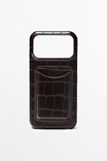 Textured Nappa leather iPhone 17 Pro Max case — BROWN 1
