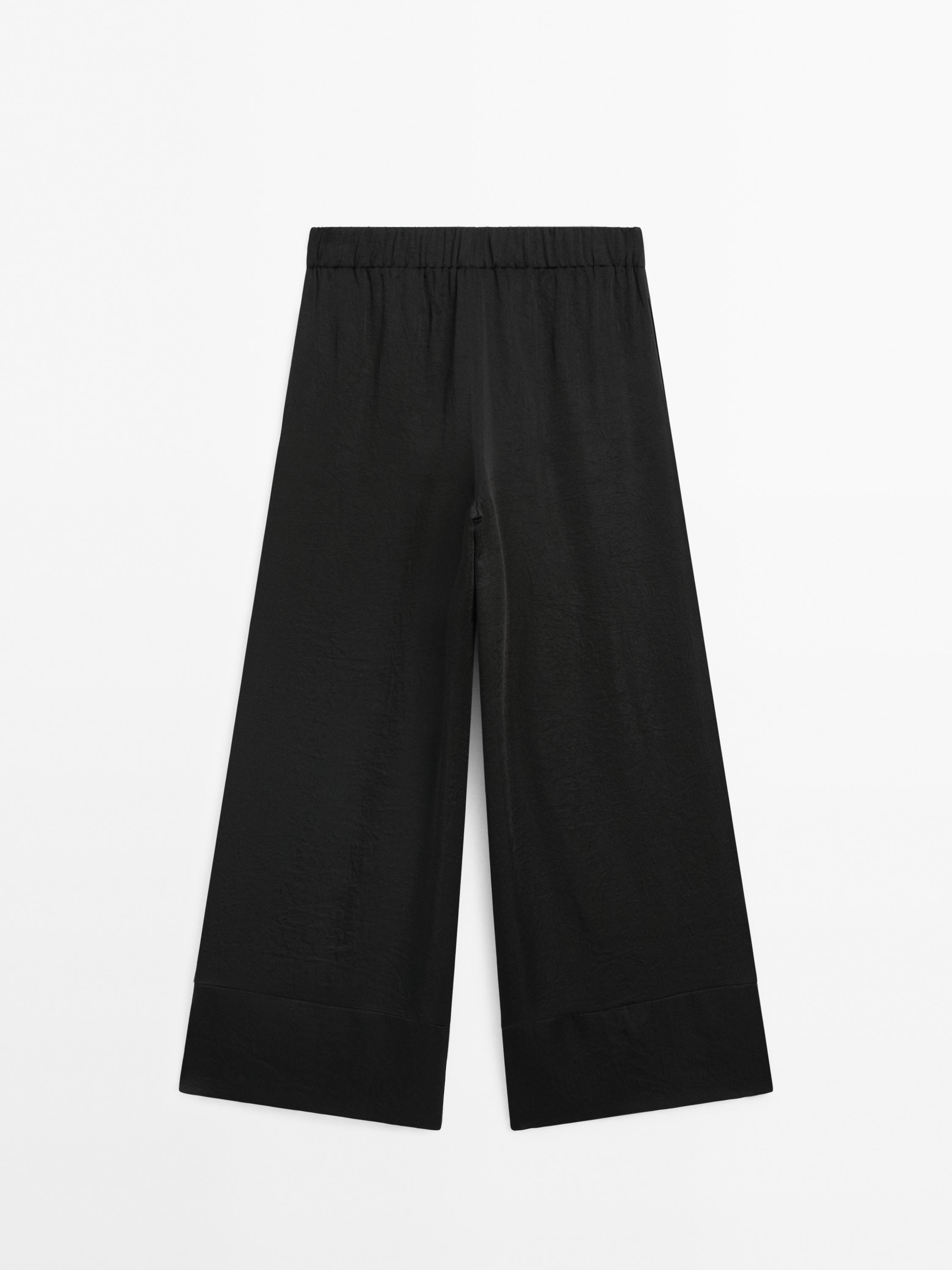 Wide-leg satin trousers
