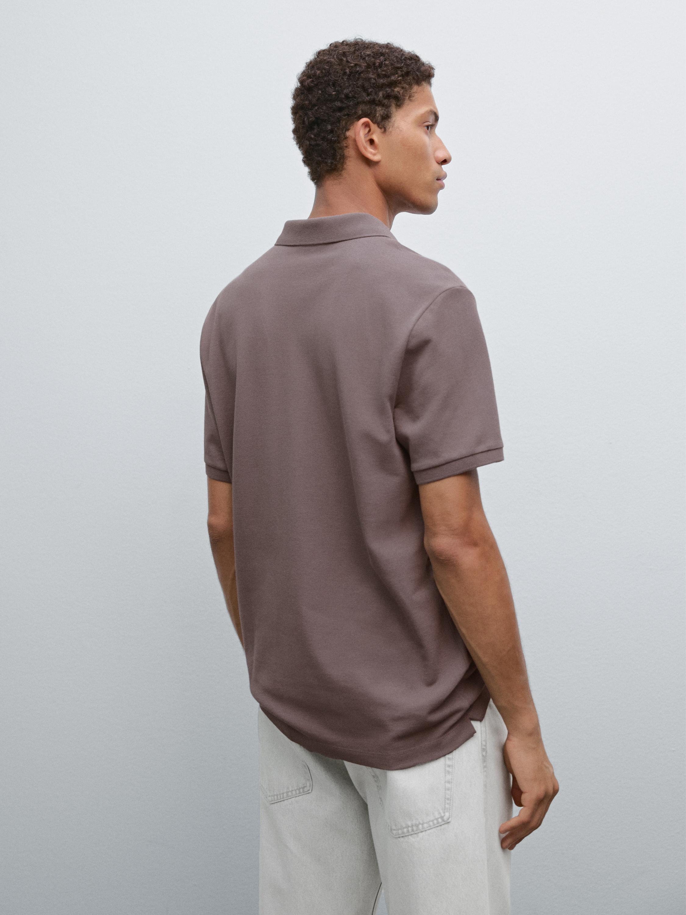 Micro textured piqué cotton polo shirt