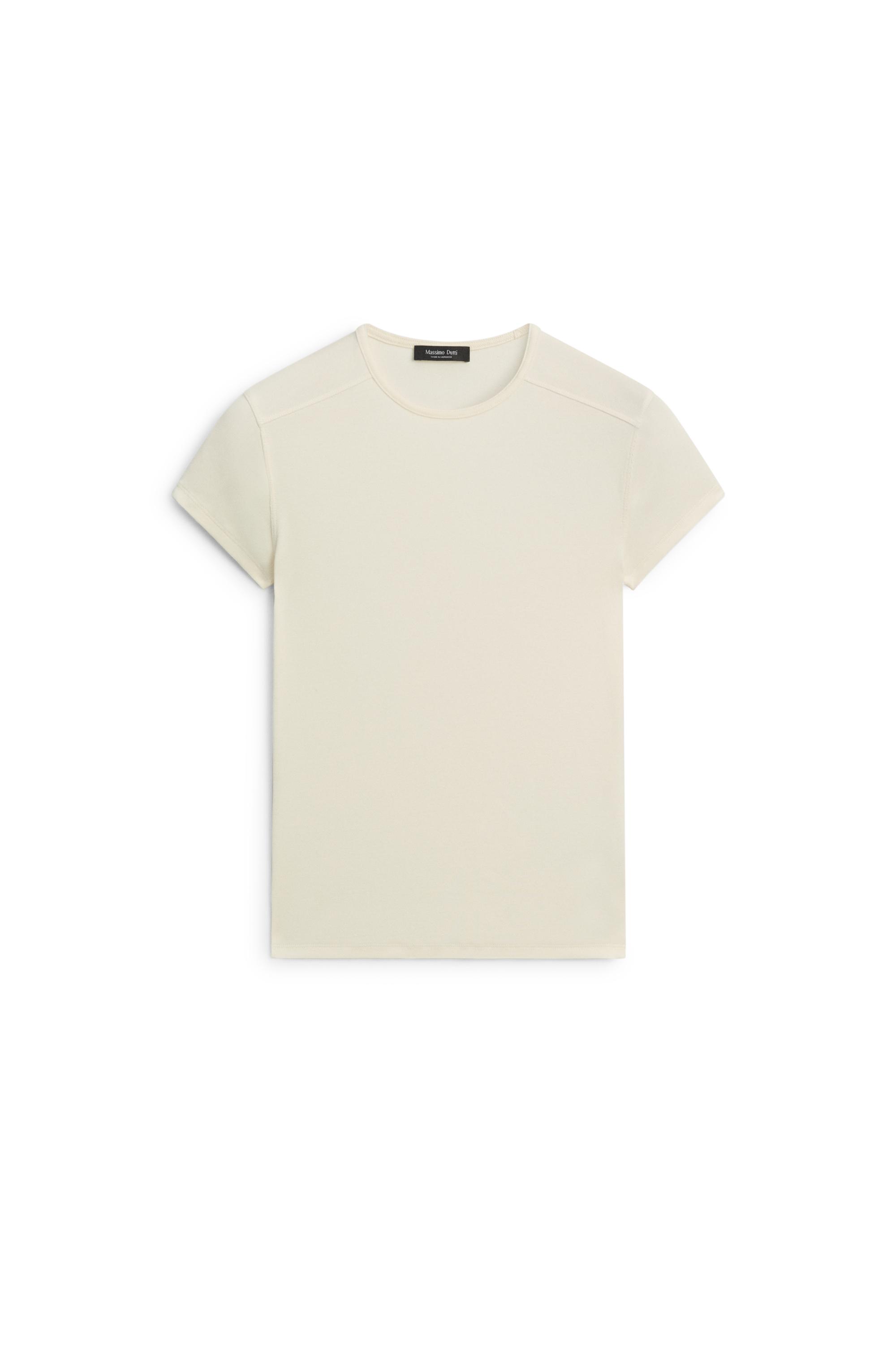 Short sleeve cotton blend T-shirt — CREAM