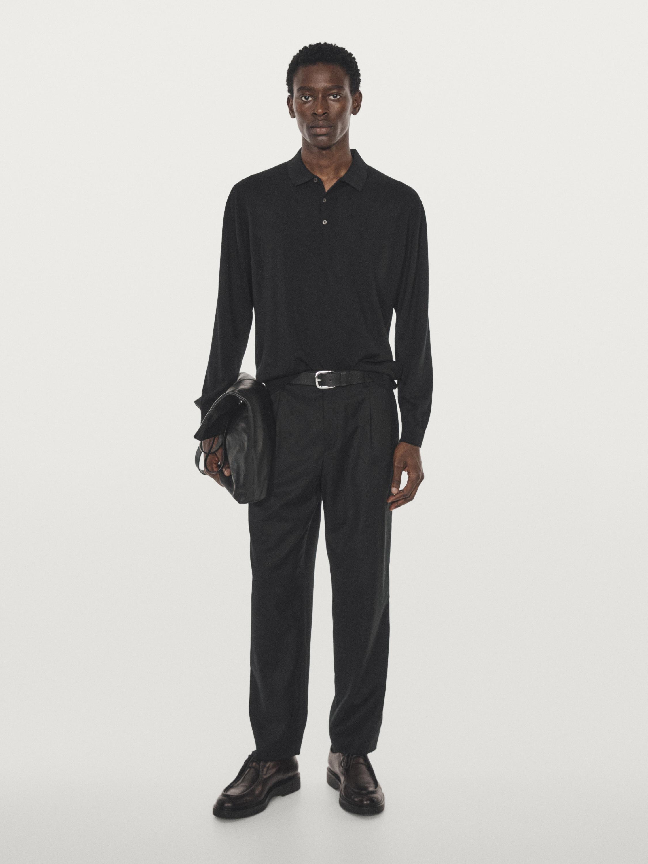Pantalon à pinces relaxed fit en laine mélangée