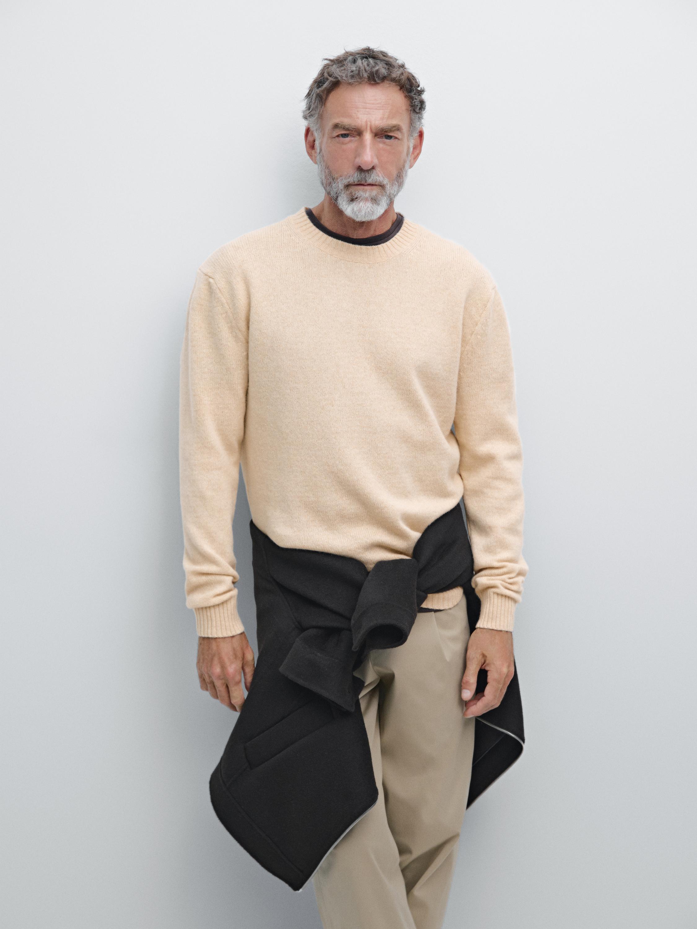 Wool blend crew neck sweater