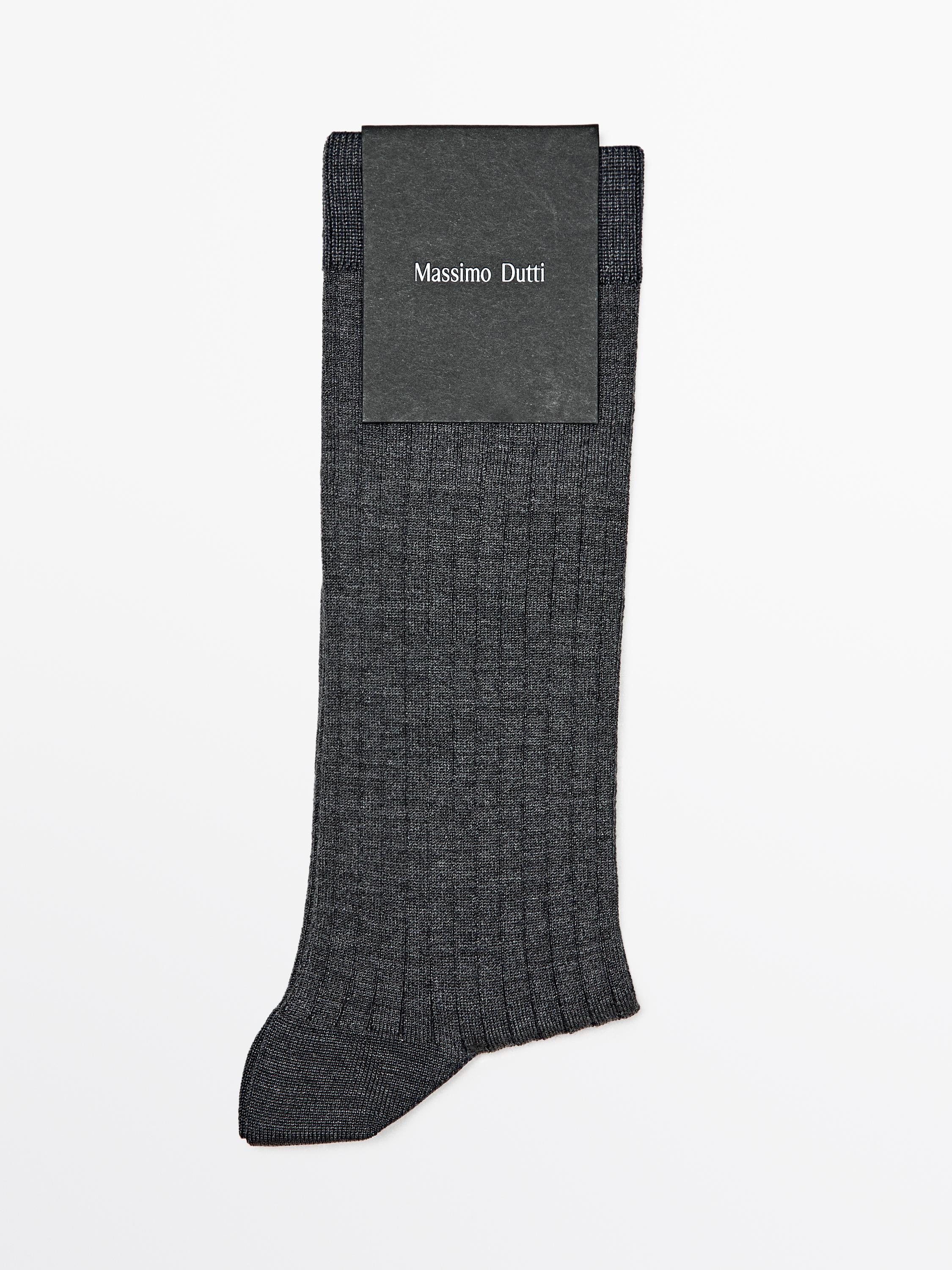 Ribbed silk blend socks
