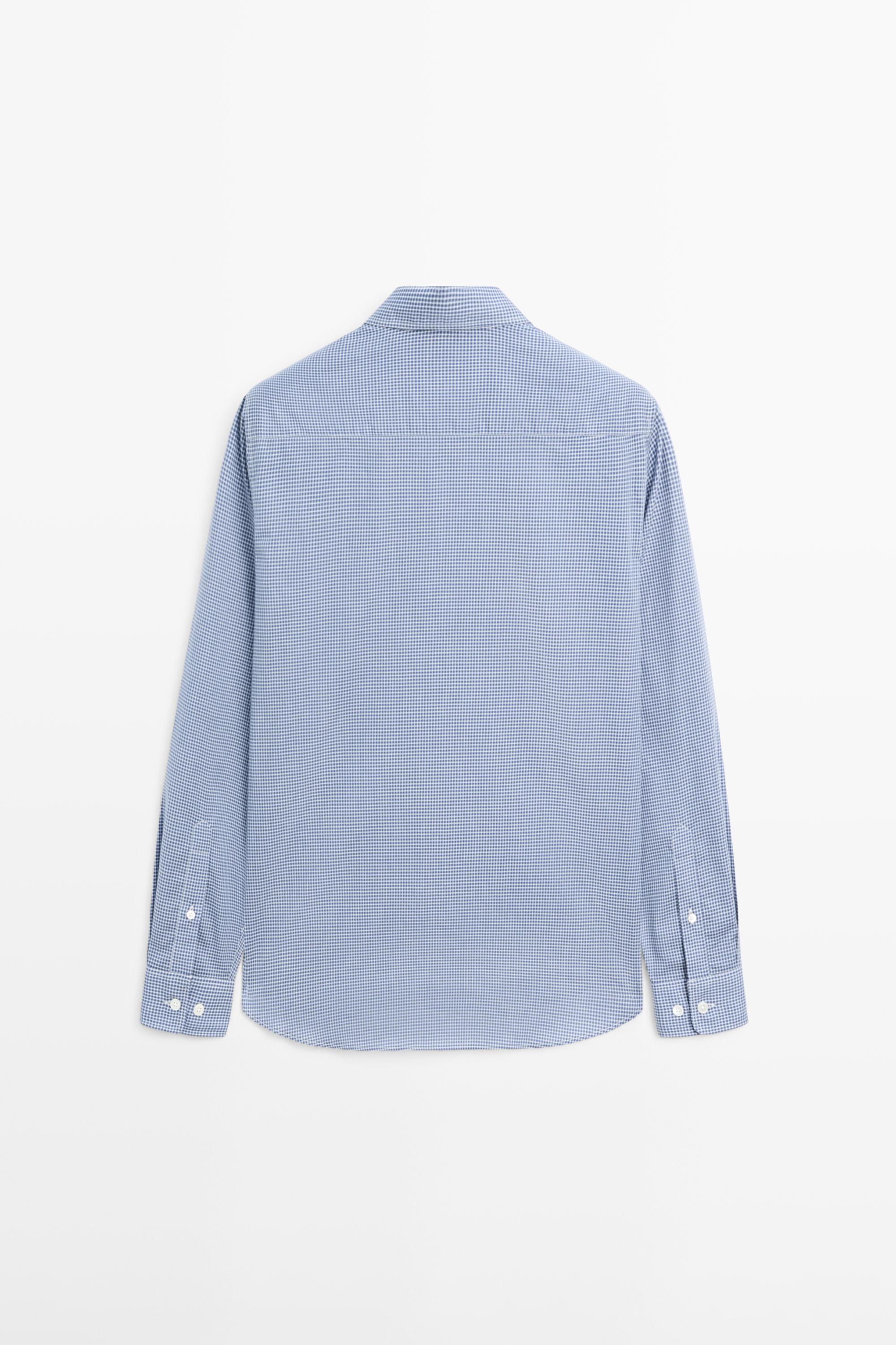 Regular fit check 100% cotton shirt — DEEP BLUE