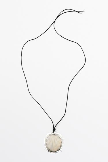 Shell and stone pendant necklace — SILVER 1