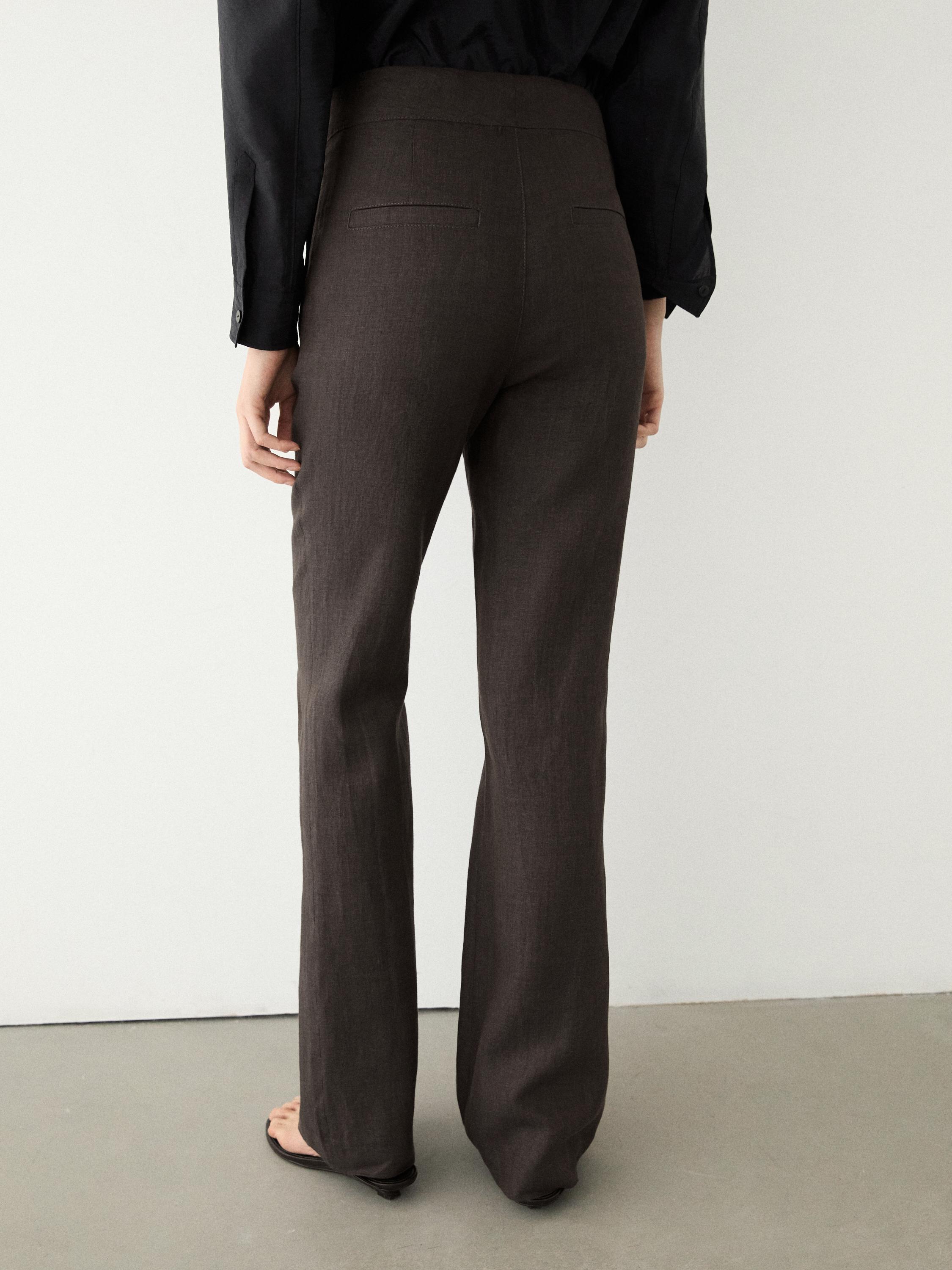 100% linen kick flare trousers — VIOLET