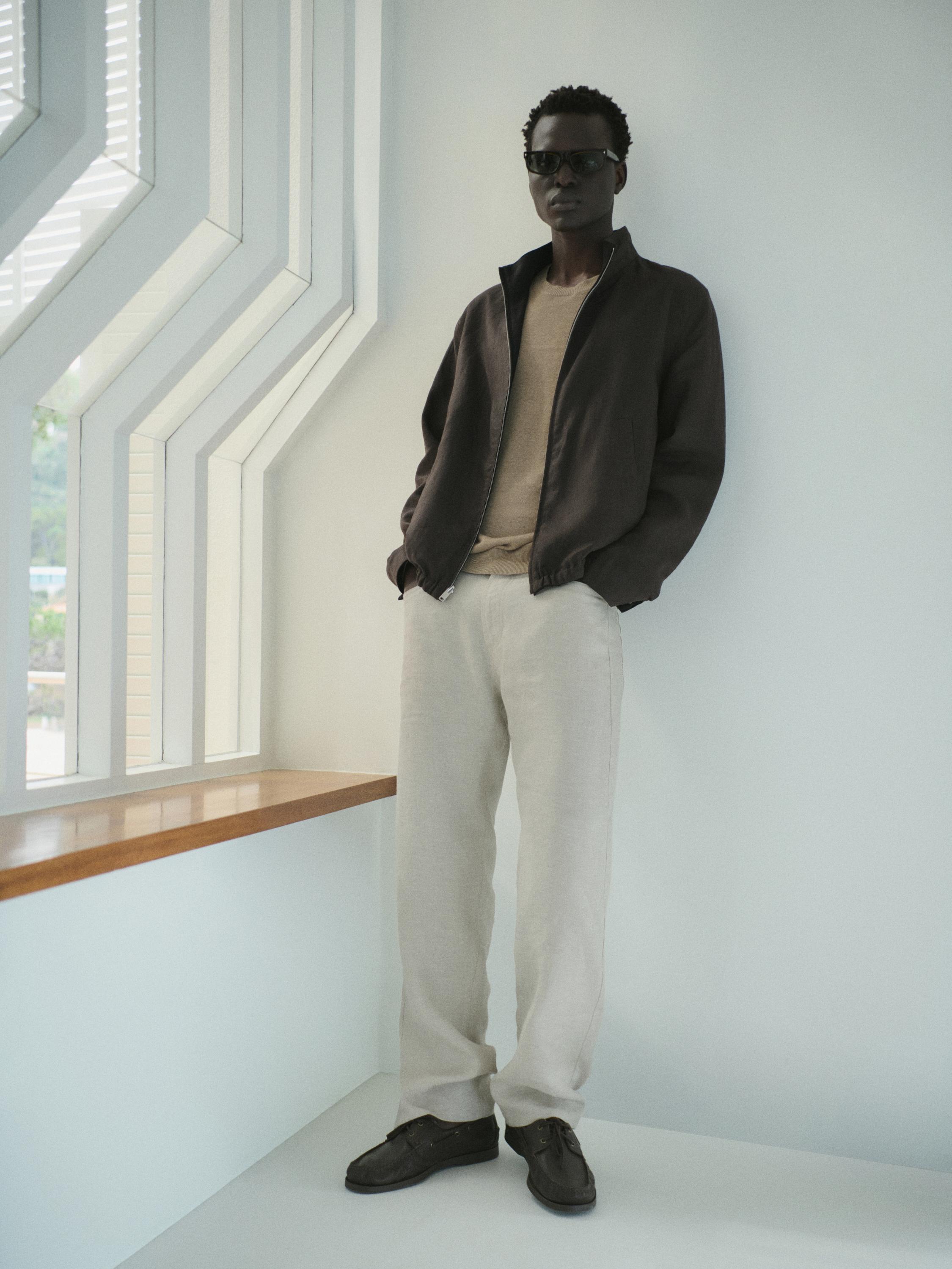 Reversible linen jacket — BLACK