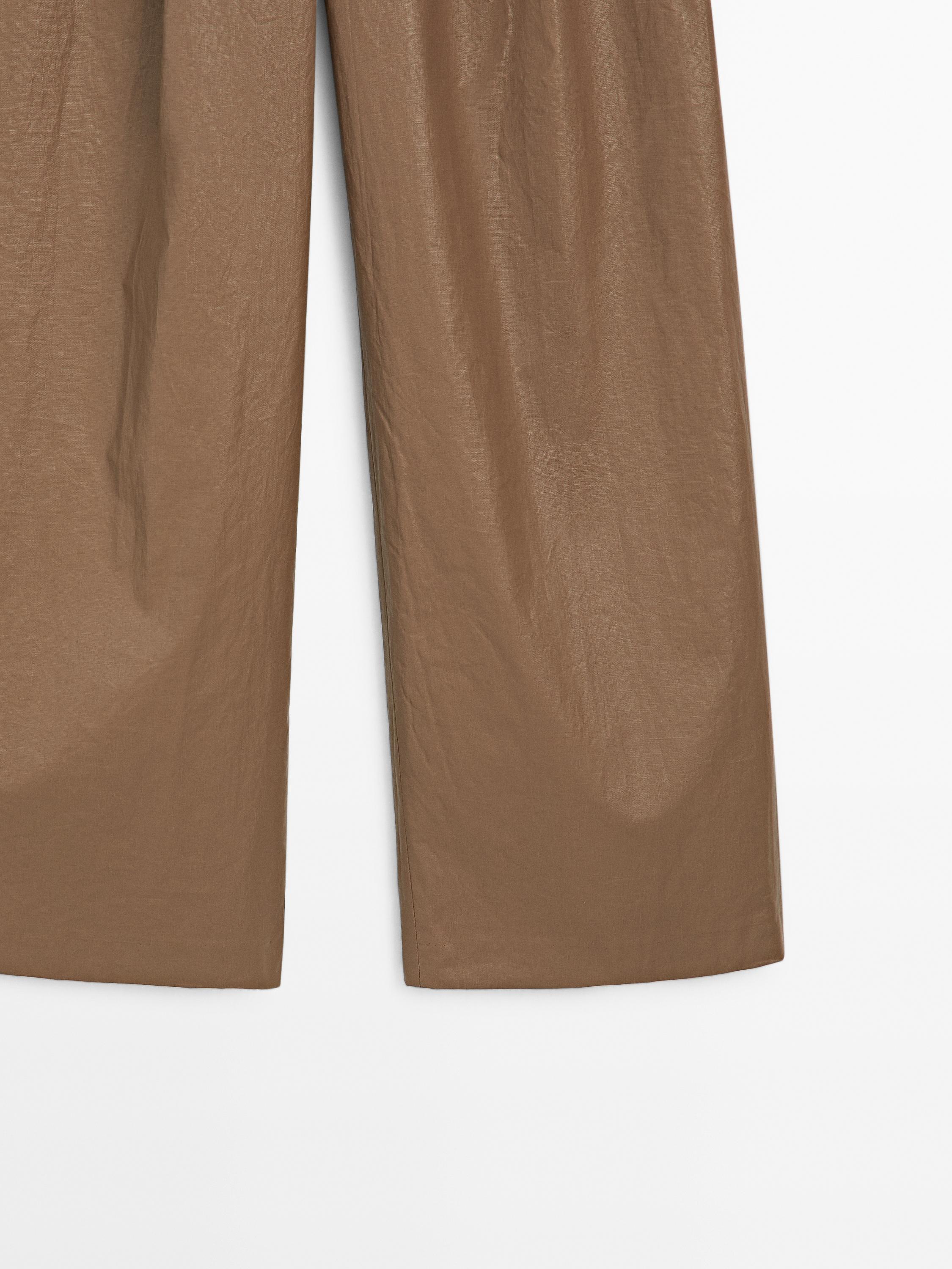 Linen blend wide-leg trousers with darts - Studio