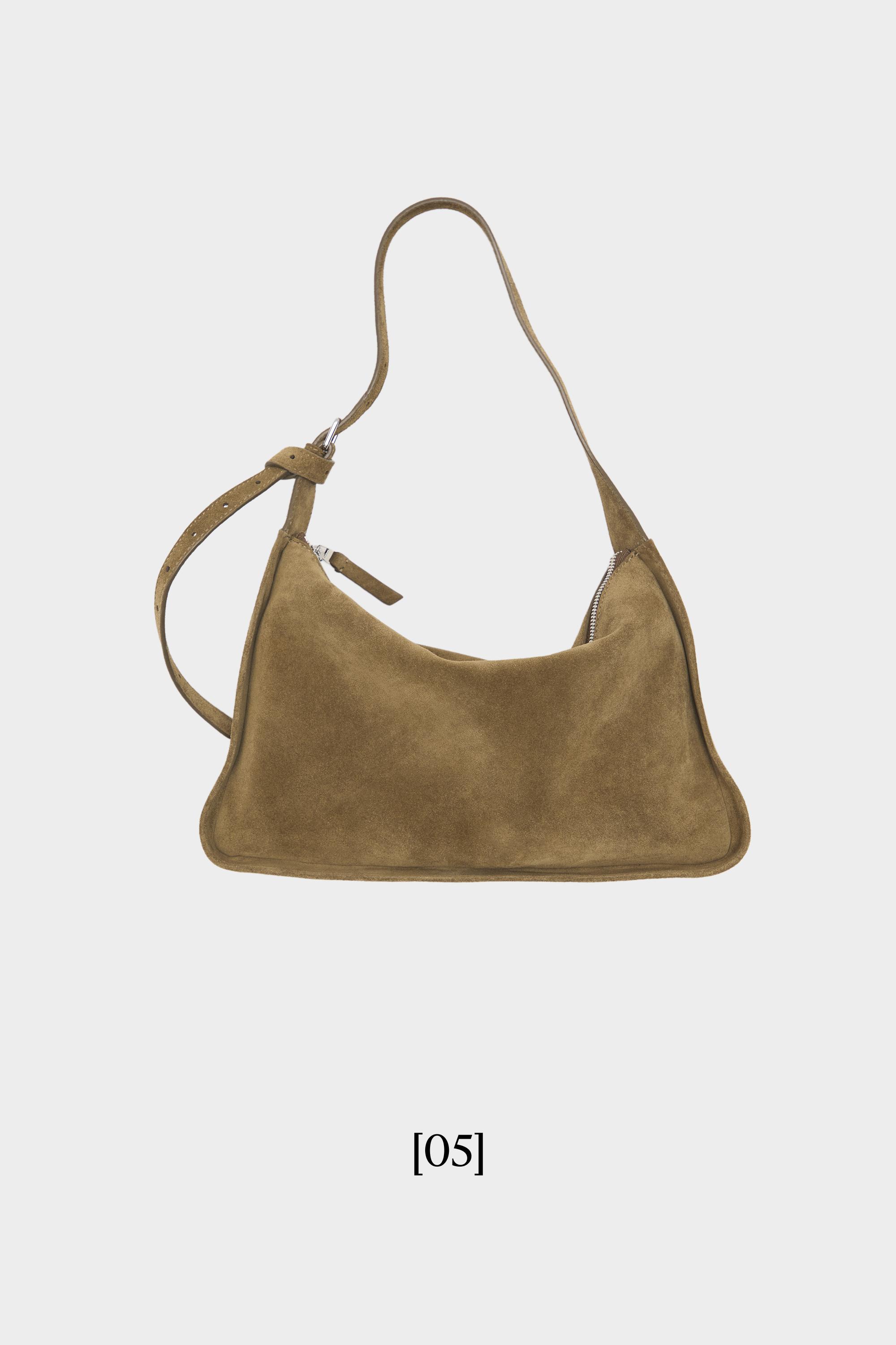 Split suede leather crossbody bag — KHAKI GREEN