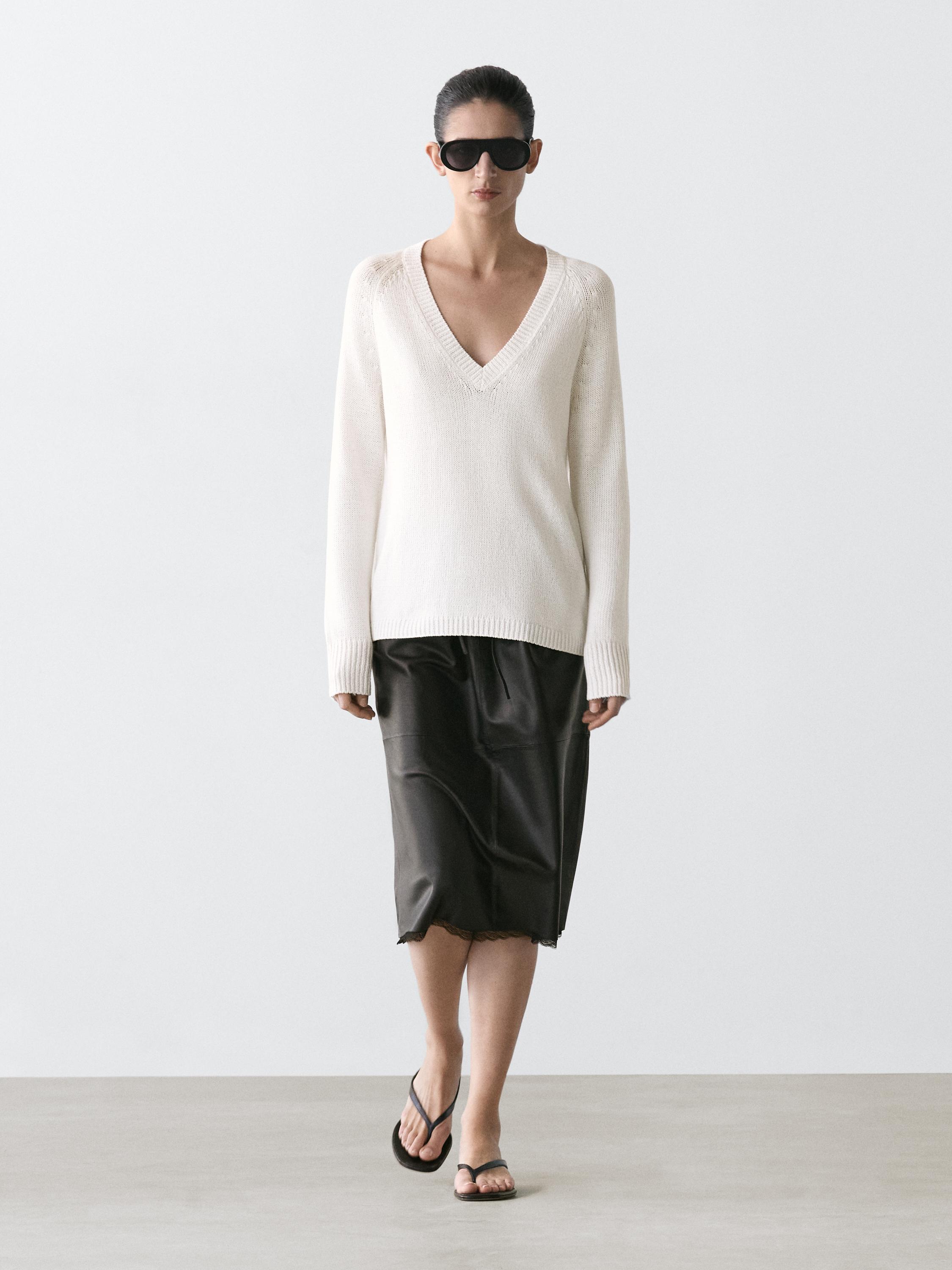 Gonna midi in pelle nappa