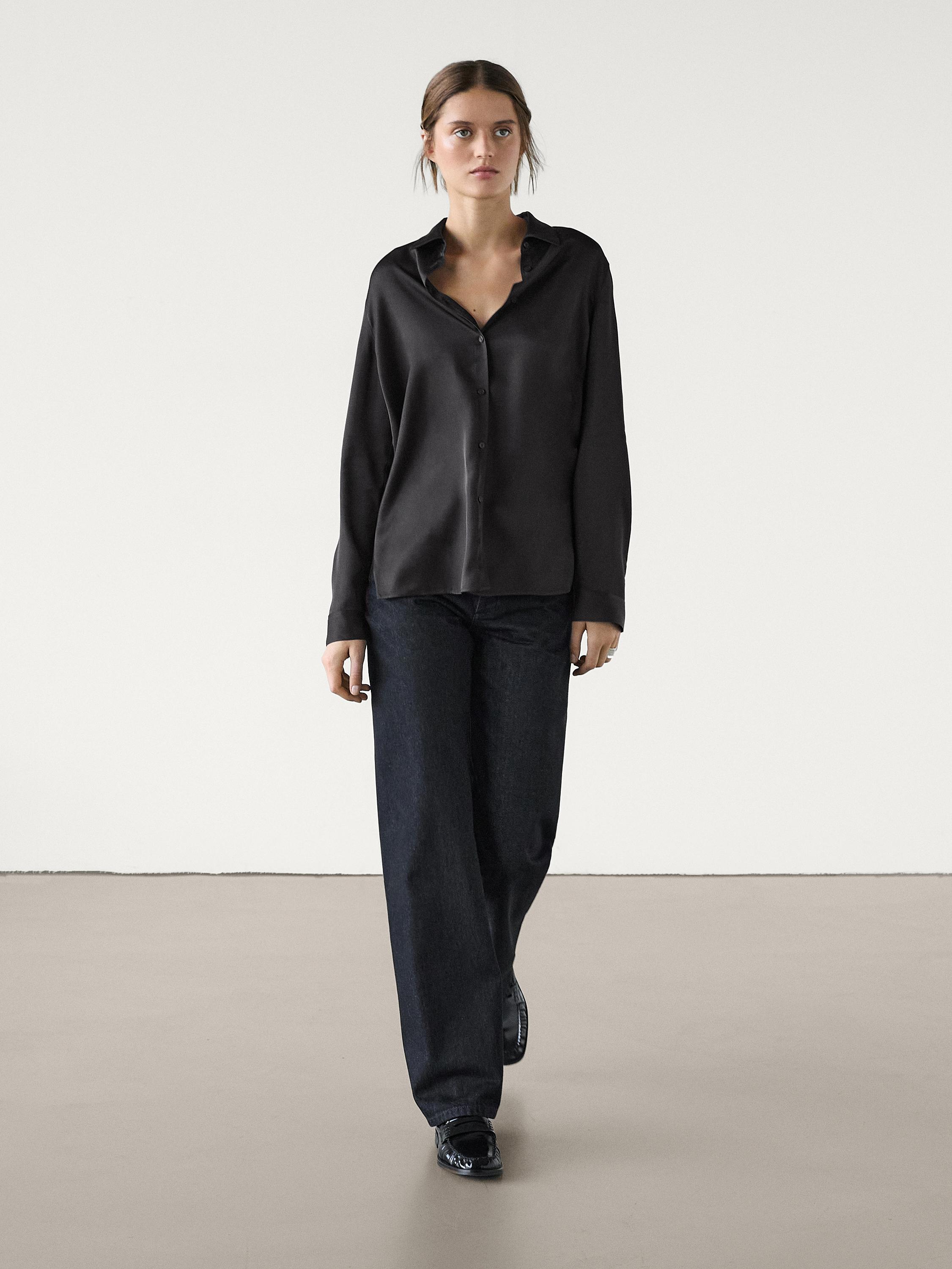 Long sleeve satin shirt with vents
