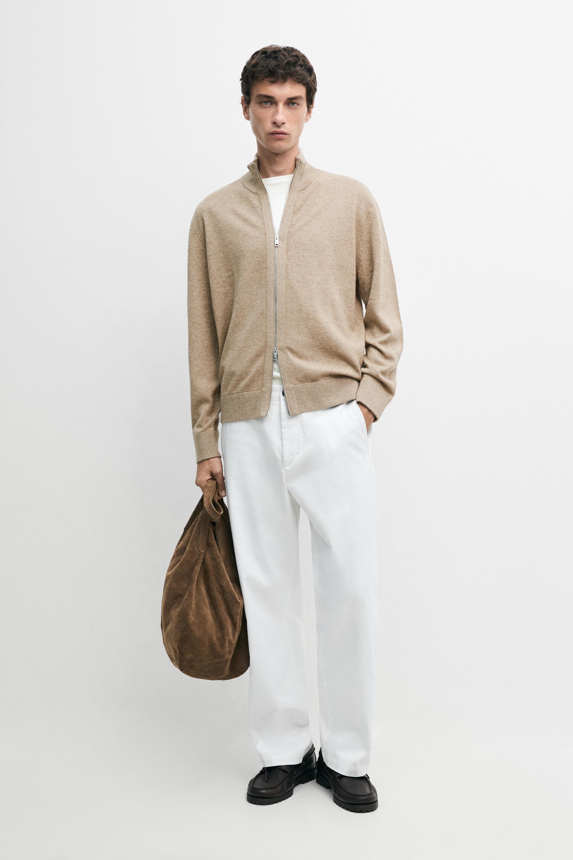 Wool blend cardigan with zip detail
