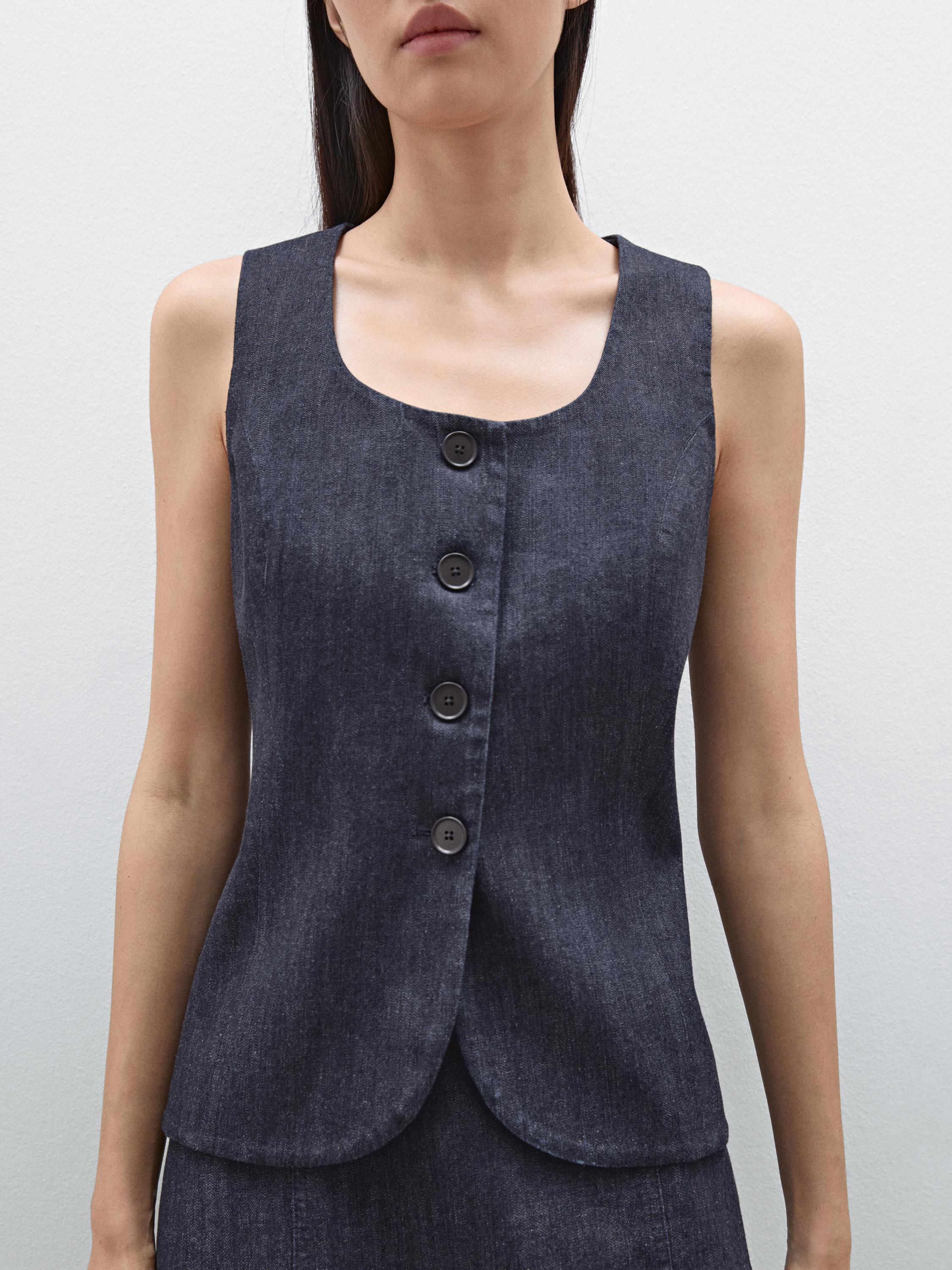100% cotton denim waistcoat