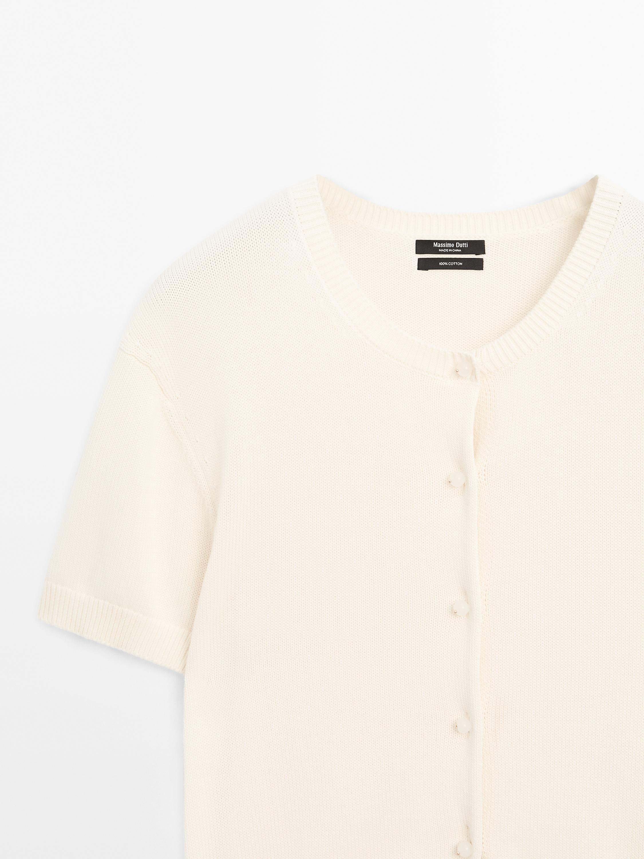 Cotton short sleeve knit cardigan
