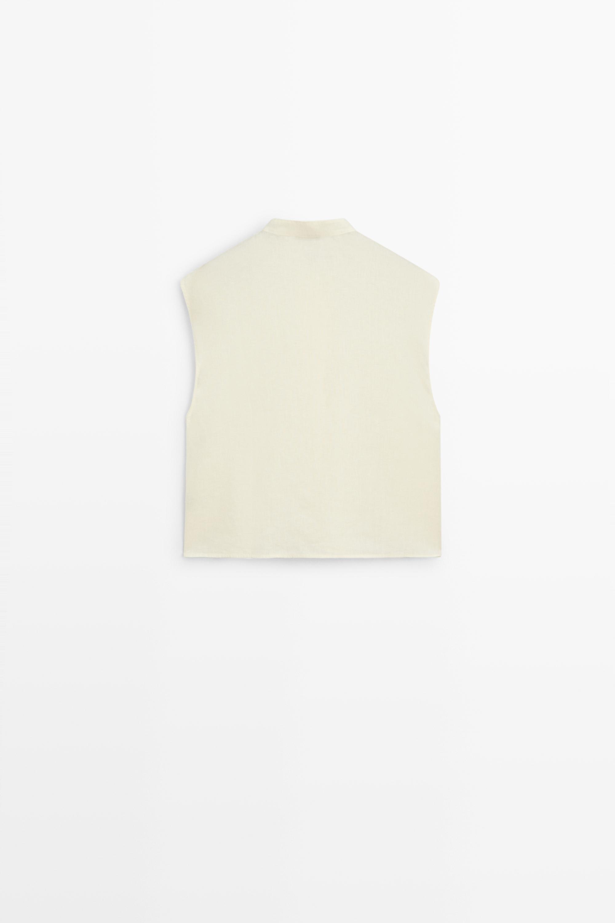 Flowing 100% linen shirt with button detail — YELLOW