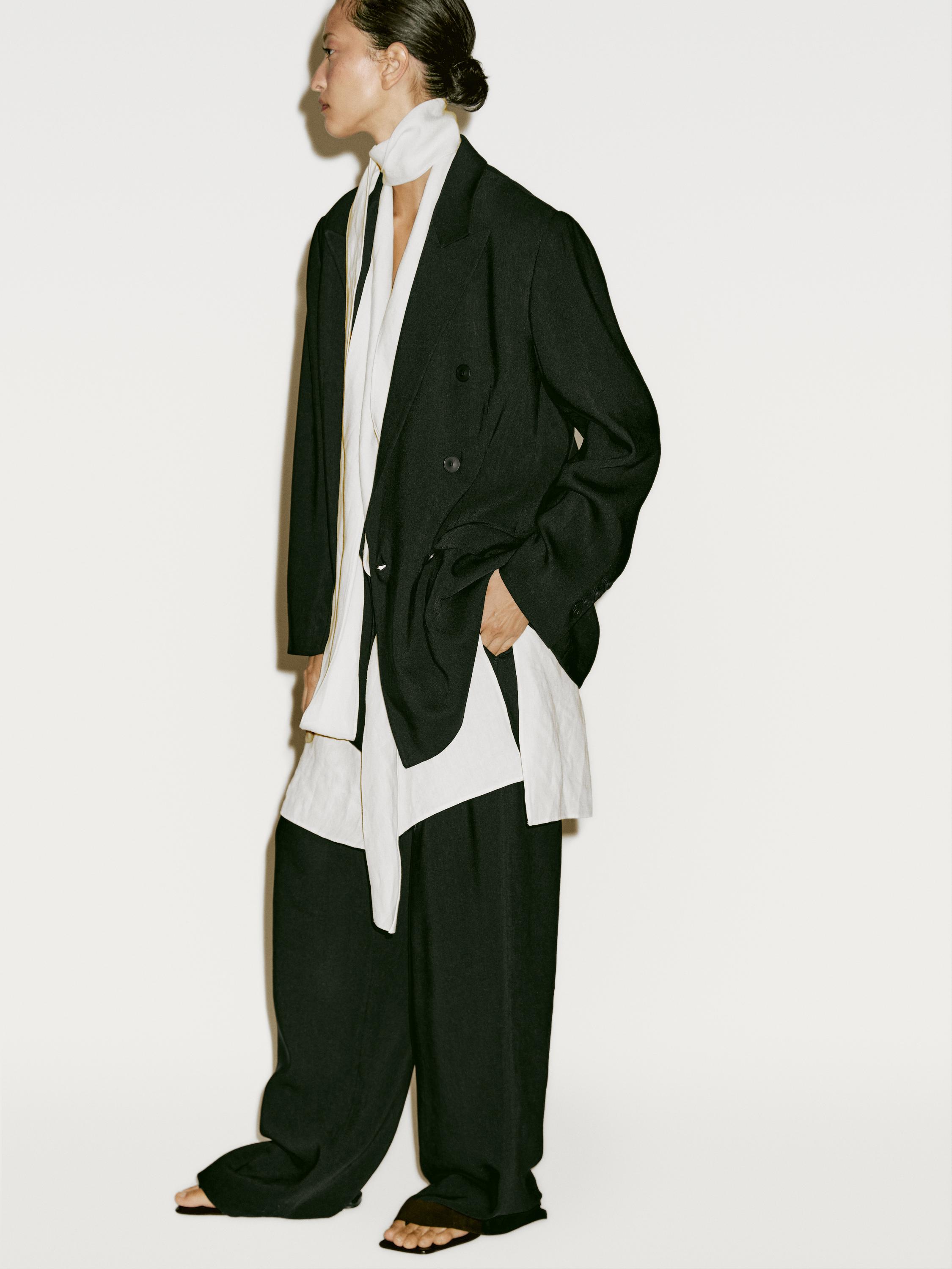 Double-breasted linen blend blazer - Limited Edition
