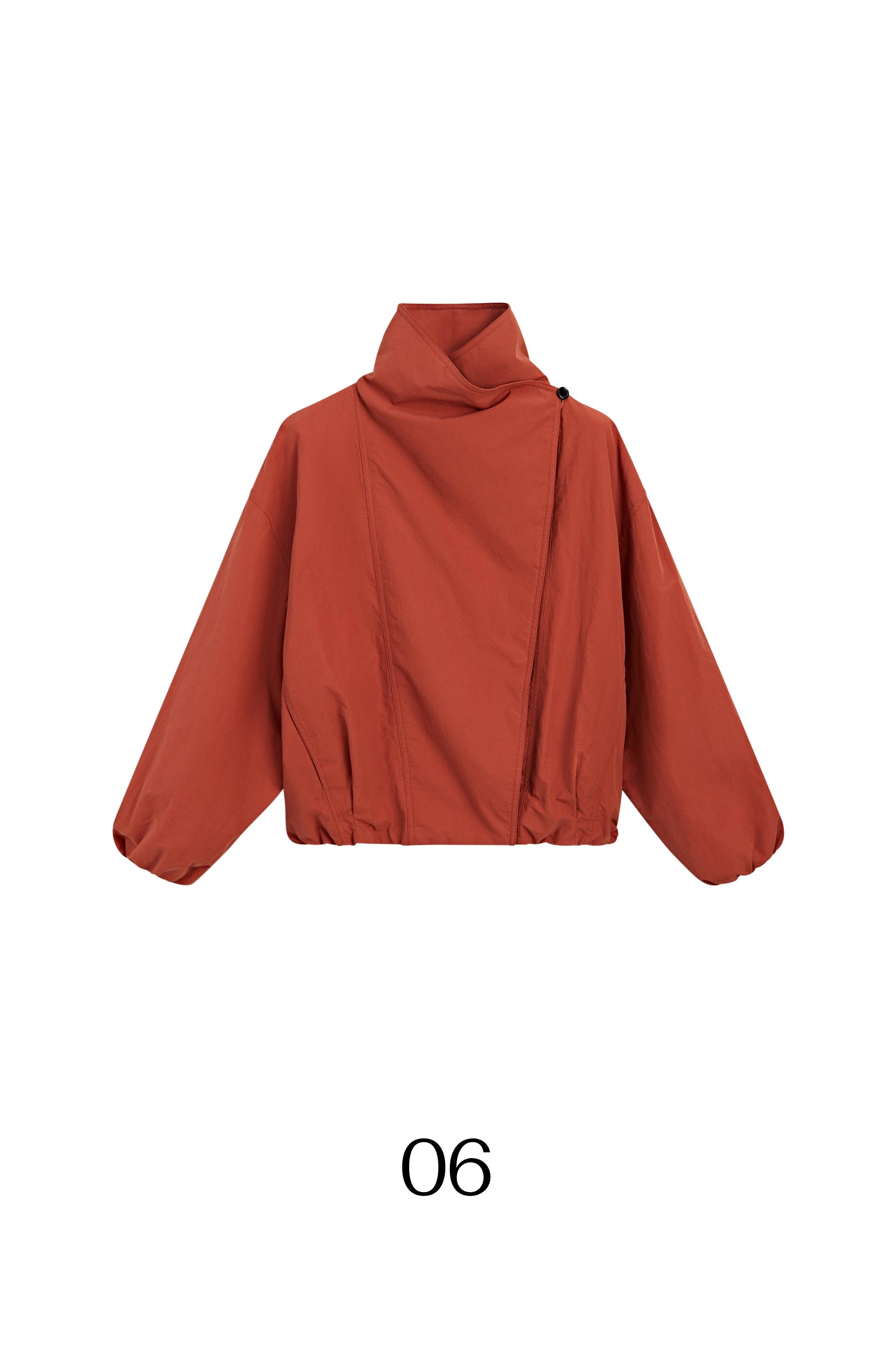Quilted bomber jacket with side button — PINK