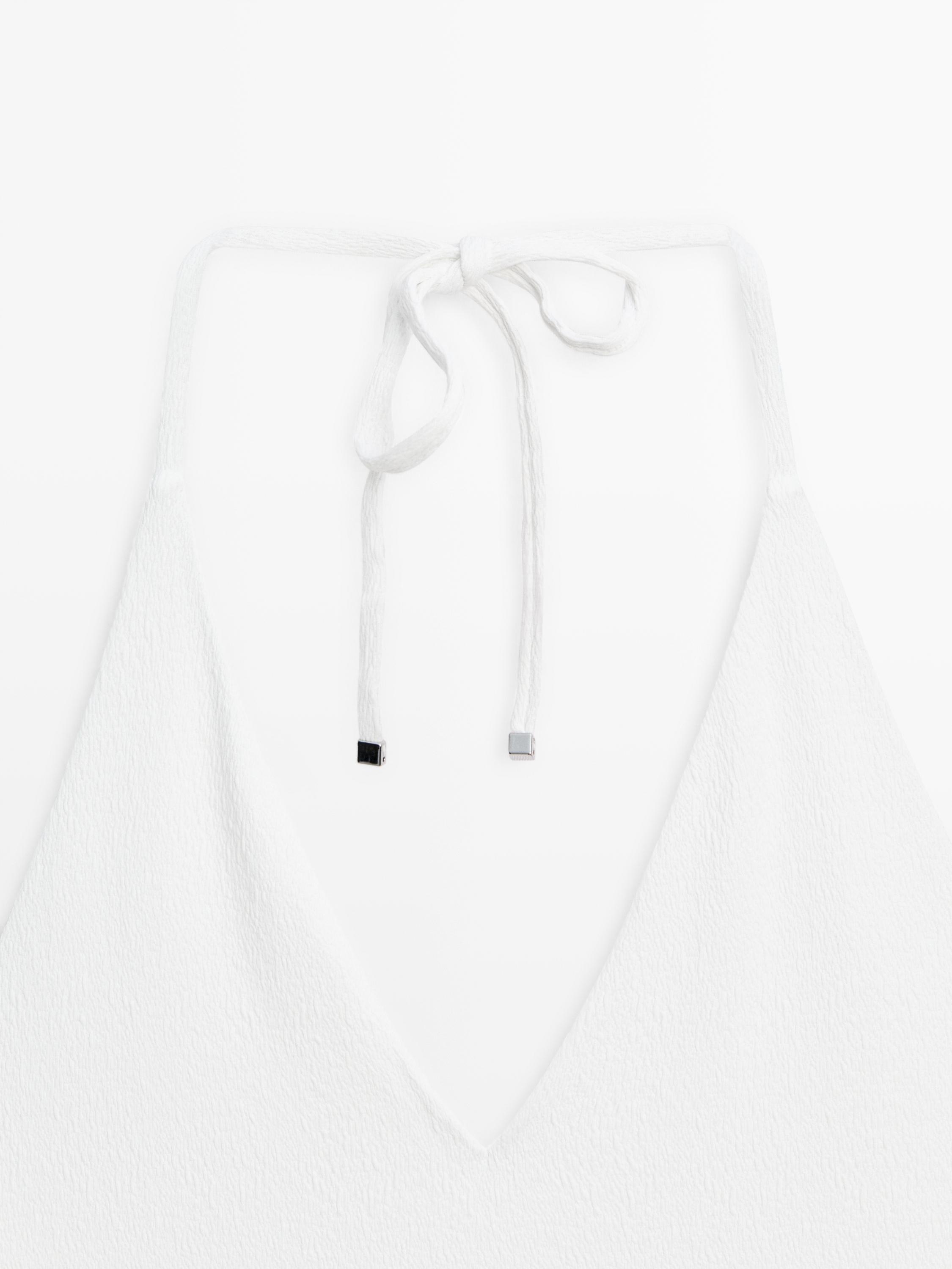 Textured V-neck swimsuit — Off white