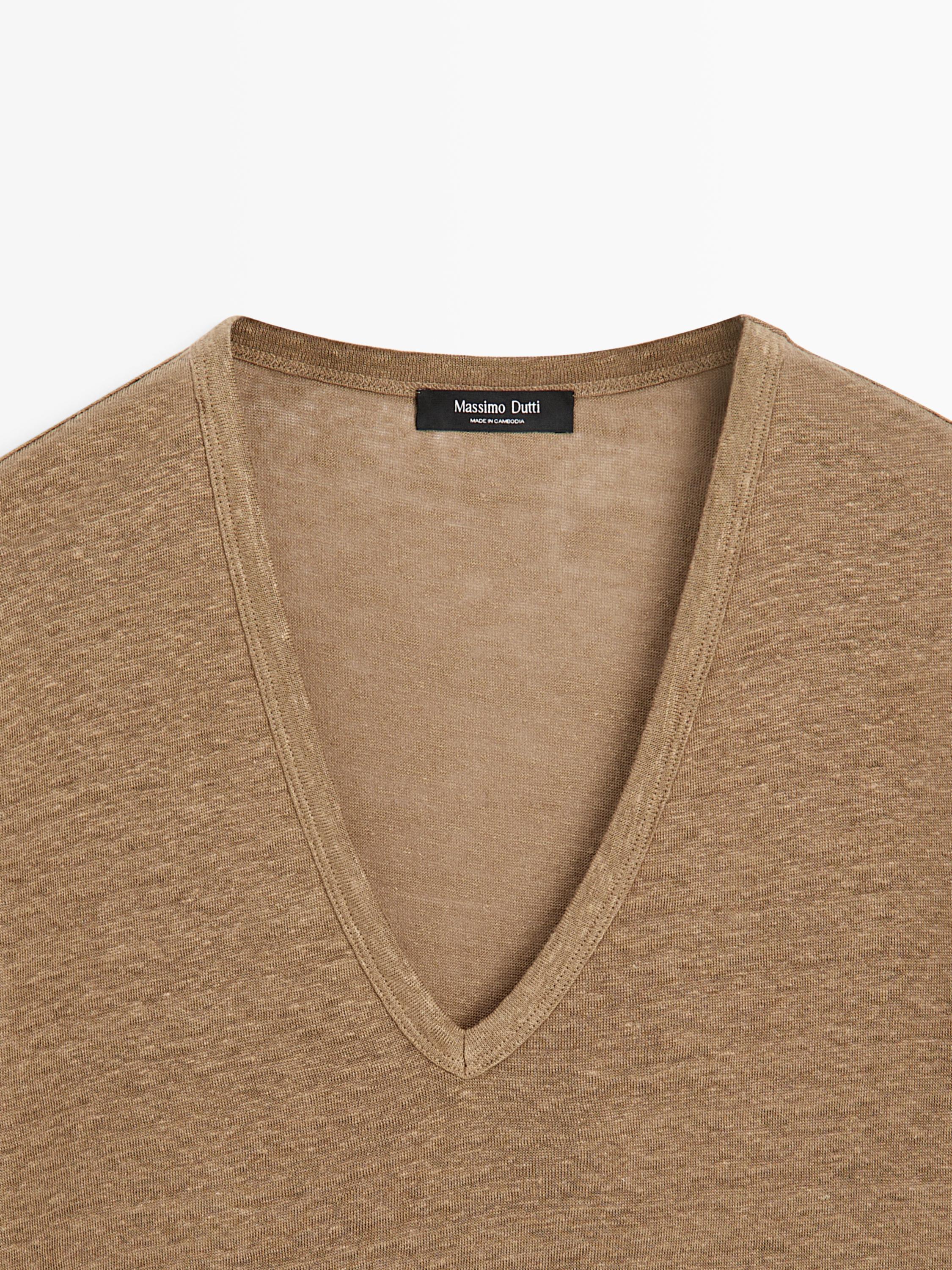 Linen V-neck T-shirt — OCHRE