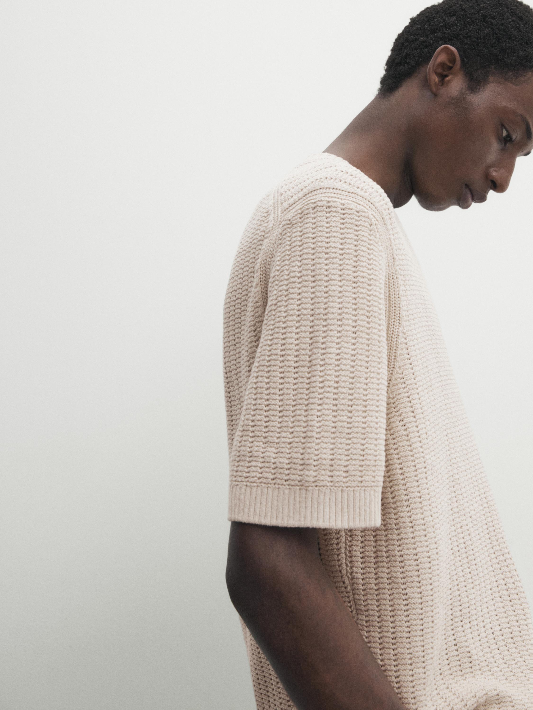 Knit cotton and linen blend T-shirt