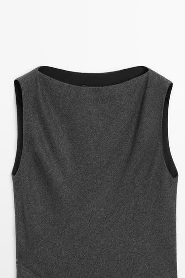 Asymmetric midi dress with draped detail — GREY 9