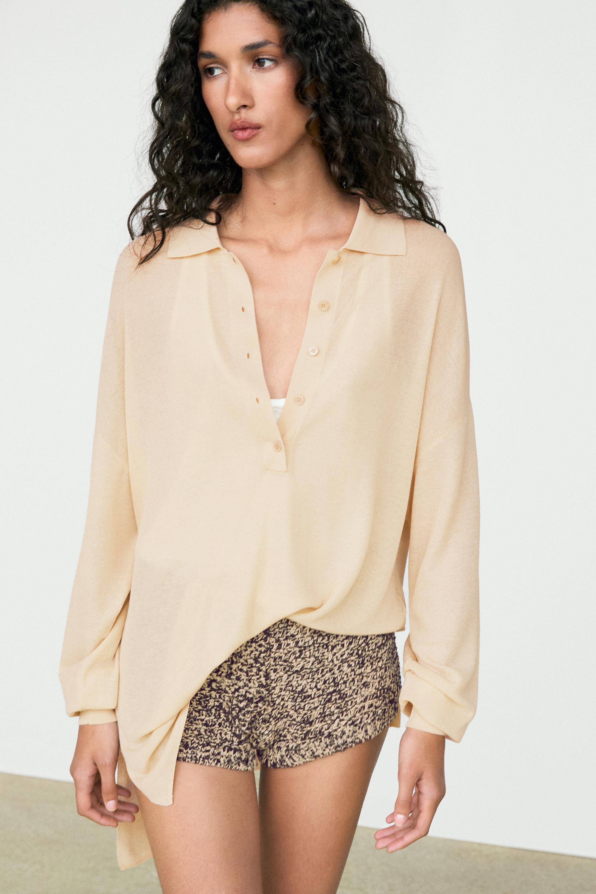 Flecked knit shorts co-ord — SAND