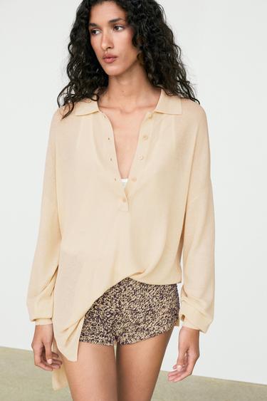Flecked knit shorts co-ord — SAND 8