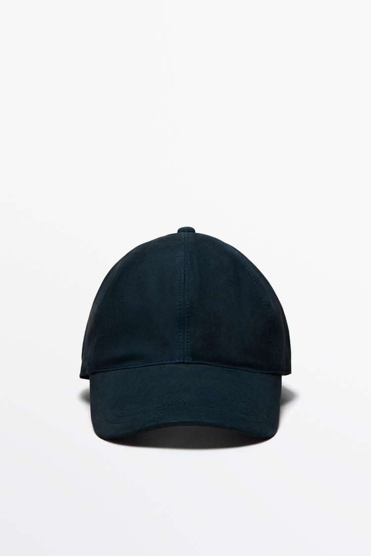 Suede leather cap — NAVY BLUE