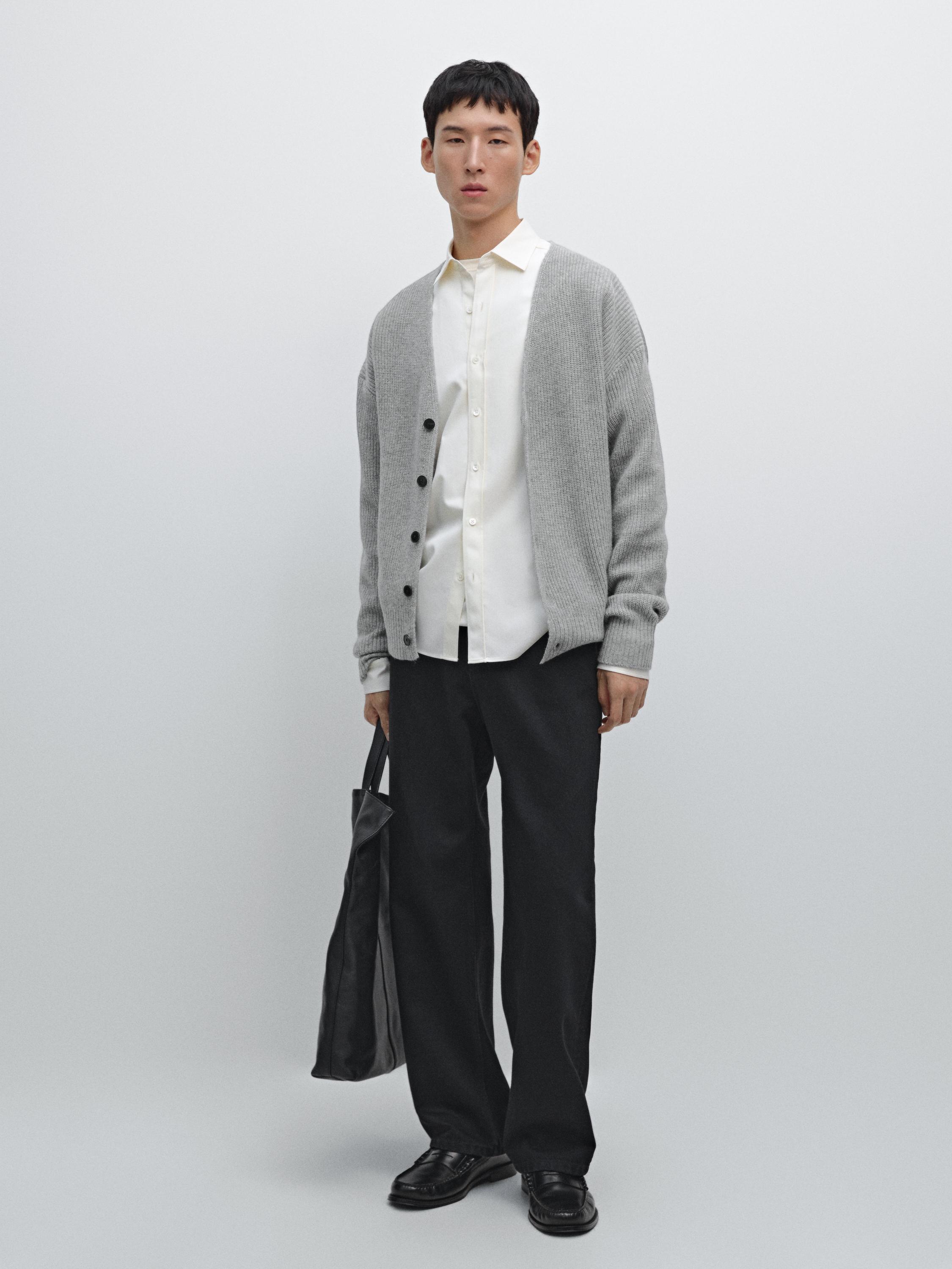 羊毛混紡針織開襟衫