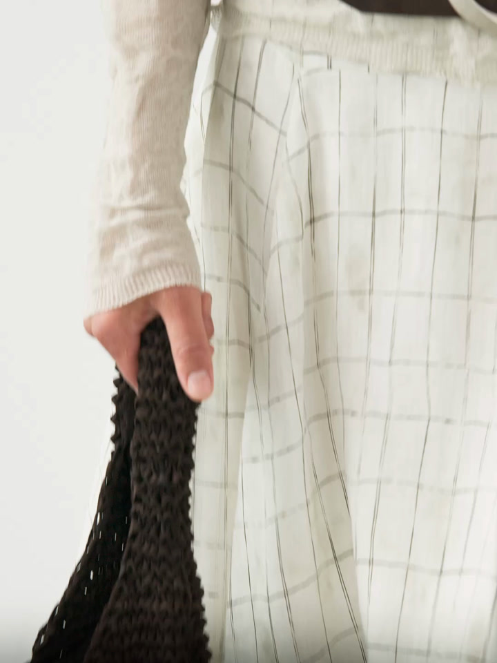 Flowing check midi skirt