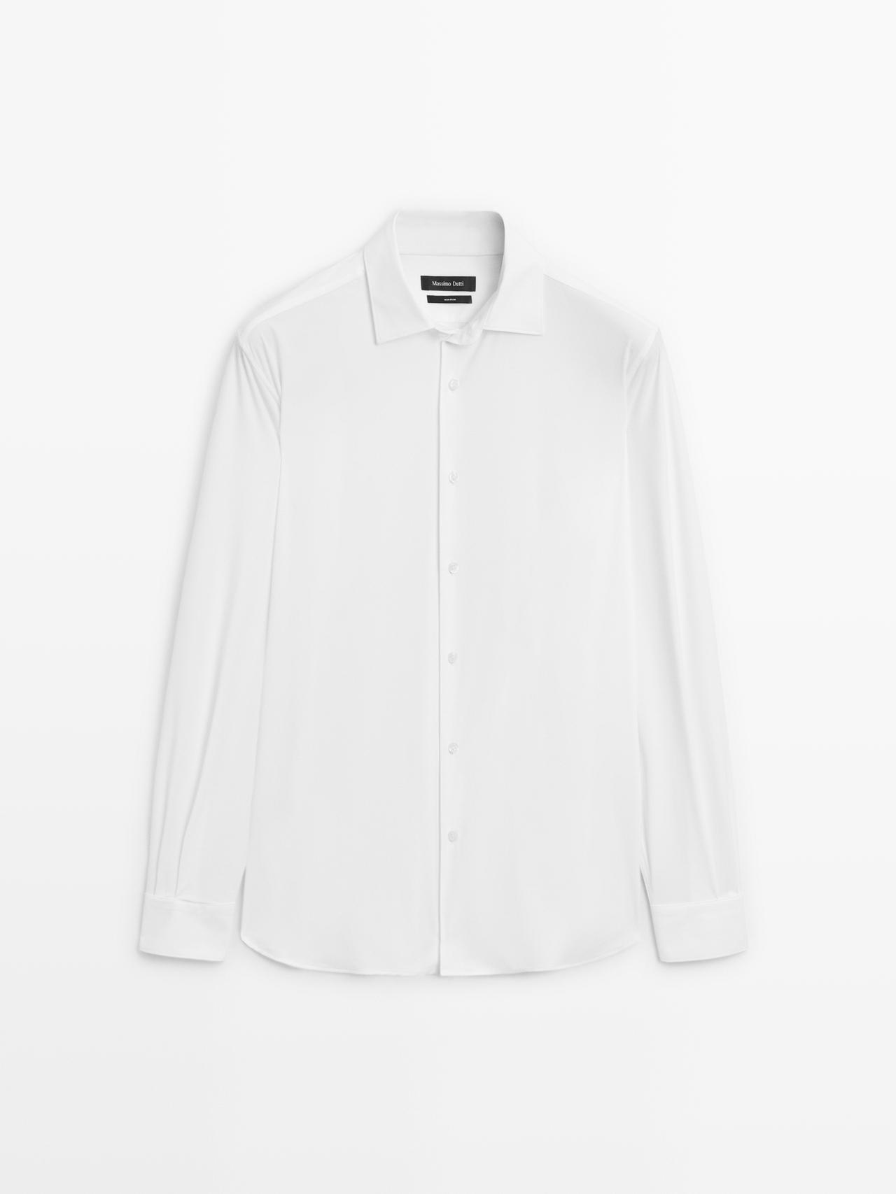Massimo Dutti - Herre - Slim Fit Skjorte Med Stretch - Hvid - S