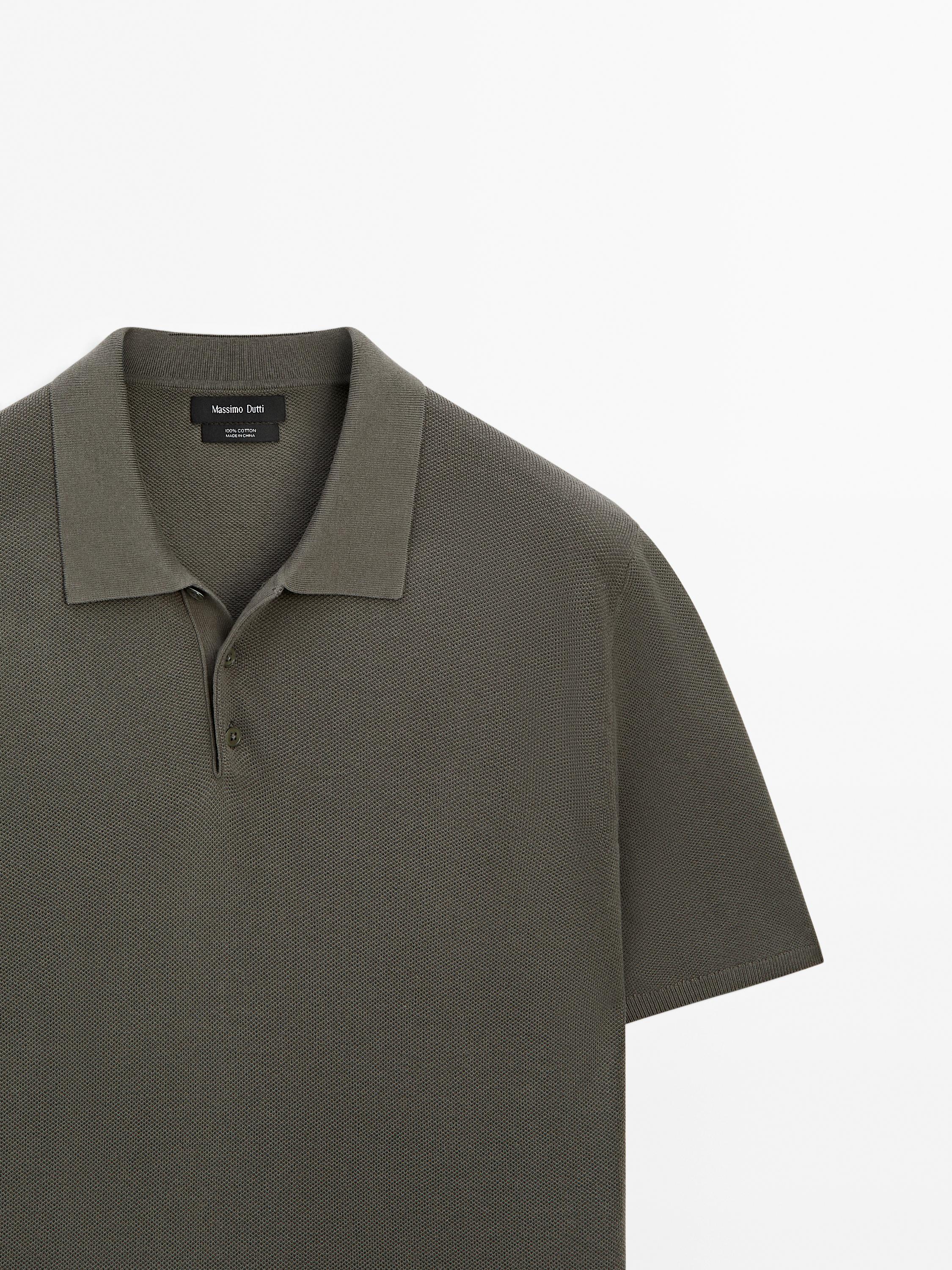 100% cotton textured knit polo shirt