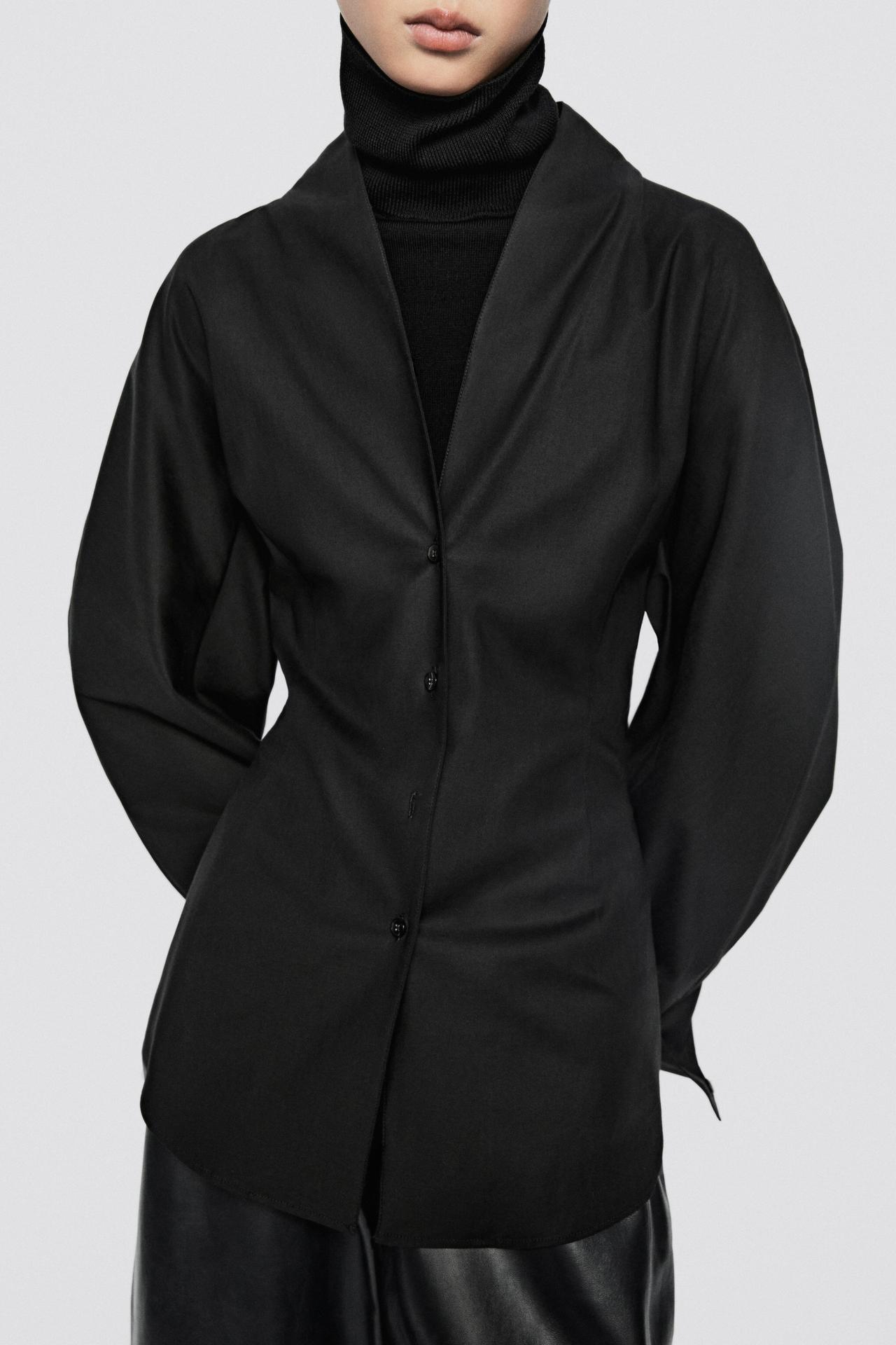 Poplin tuxedo-style collar shirt - LIMITED EDITION — BLACK