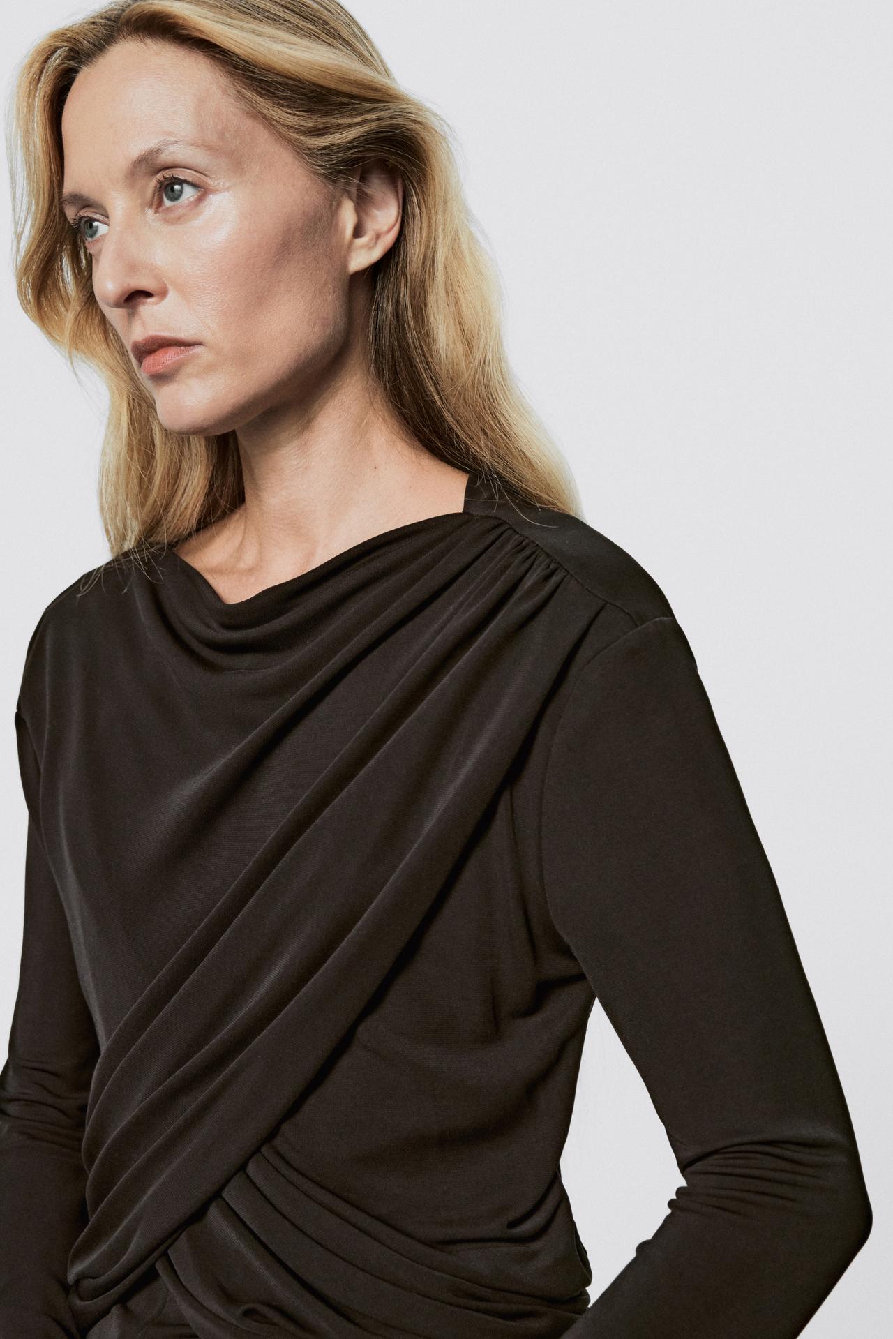 Draped long sleeve top - LIMITED EDITION — BROWN