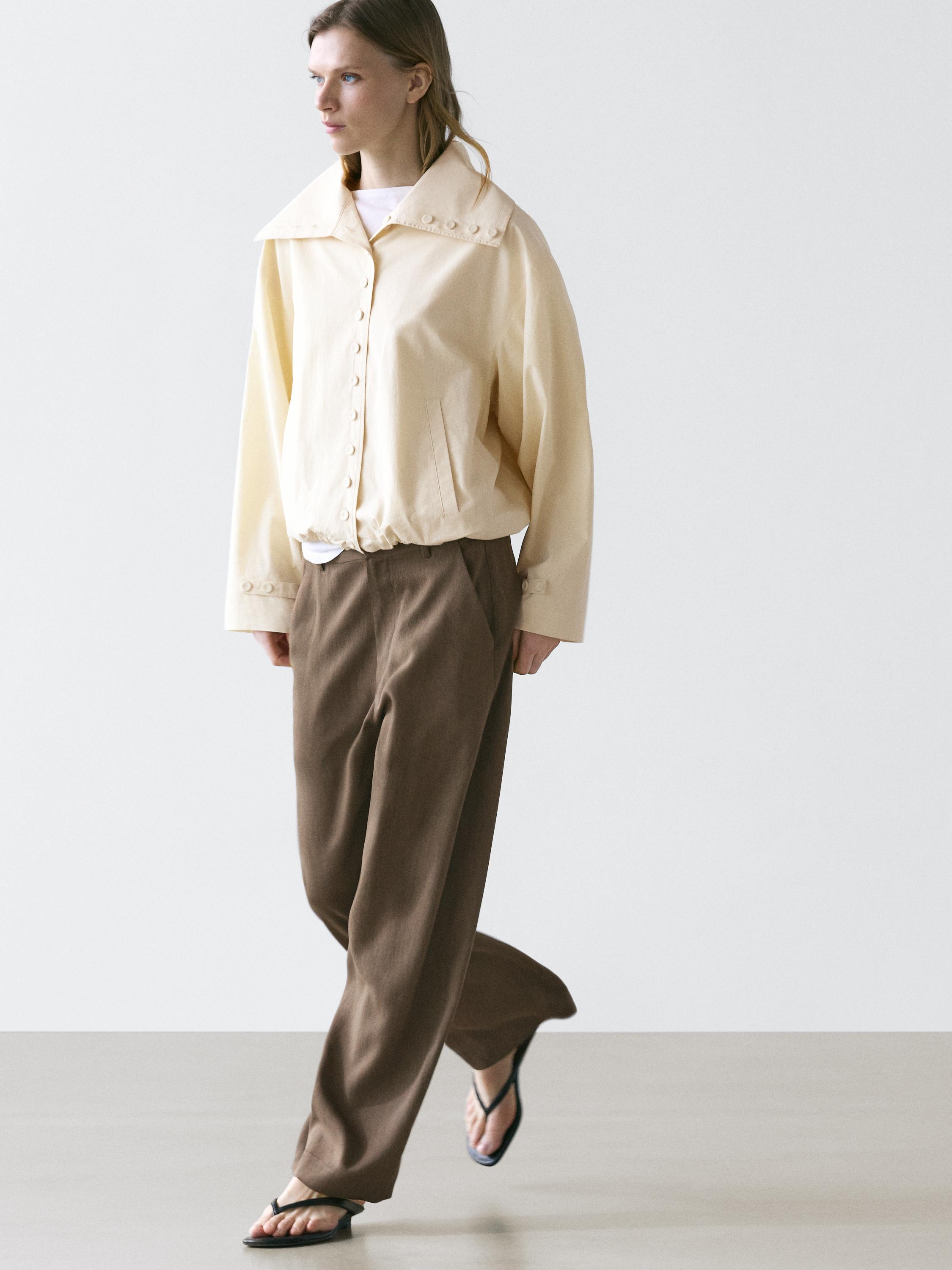 Flowing trousers with elasticated waistband — DARK GREEN