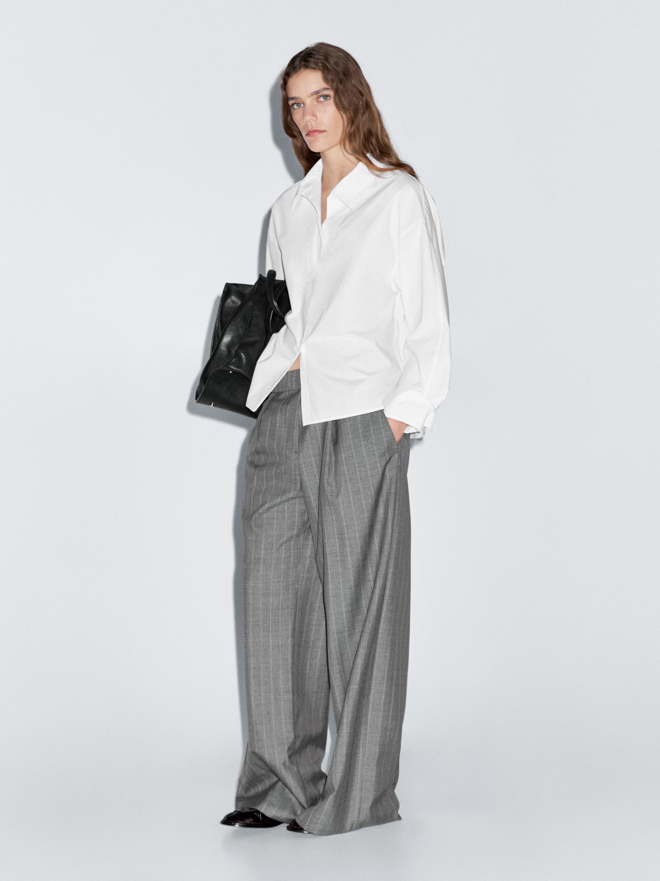 قميص بوبلين قطن 100% بقصة فضفاضة