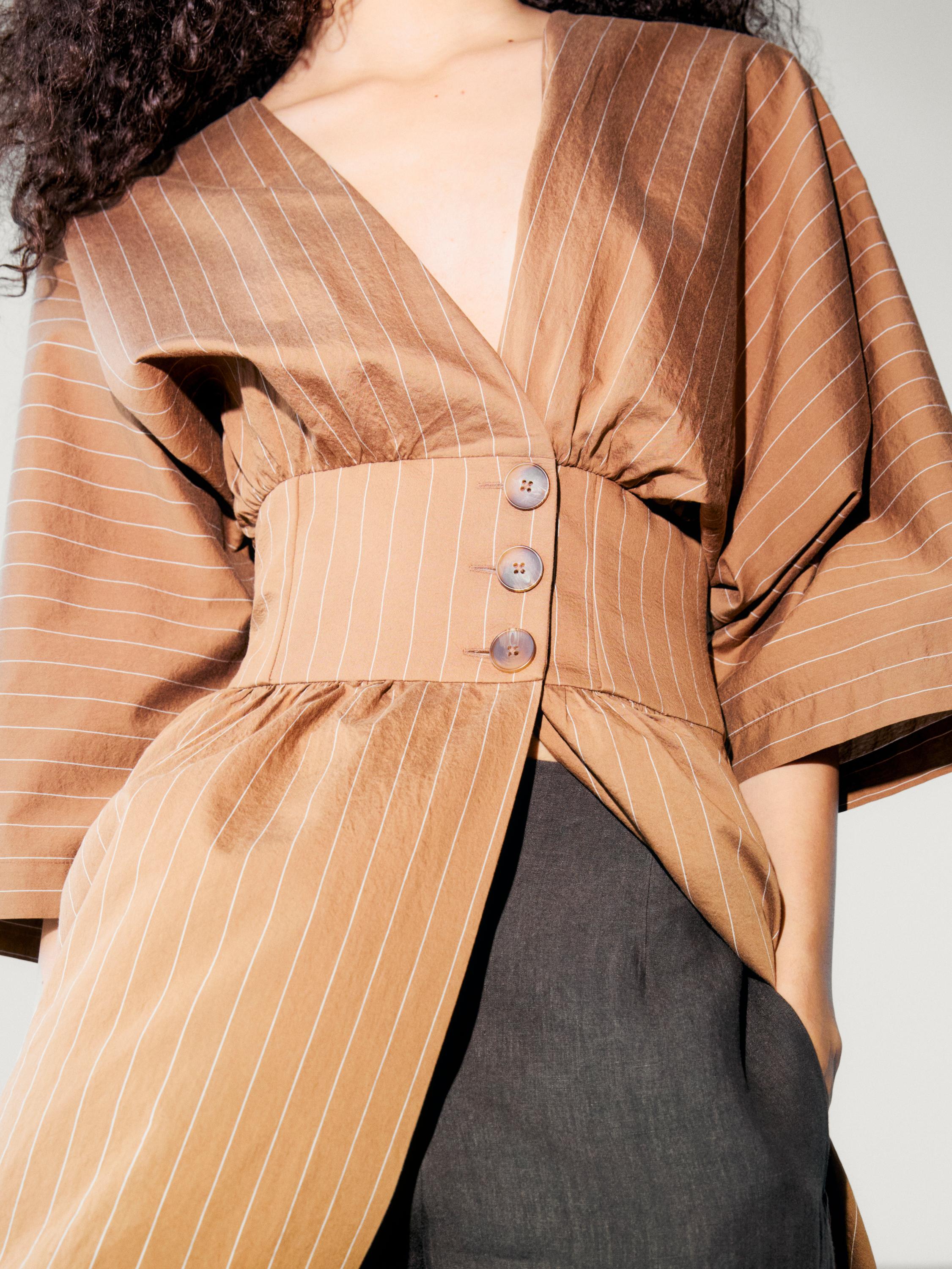 فستان بوبلين بطبعة مخططة